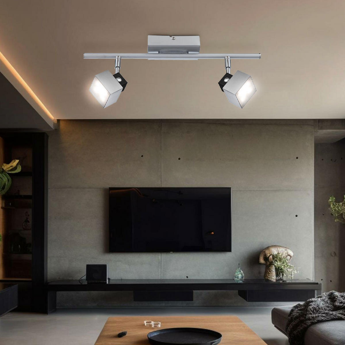 LED DECKENLEUCHTE VIKA Chrom Silber 2er Set - Silberfarben, Metall (40/6/17cm) - Globo Lighting