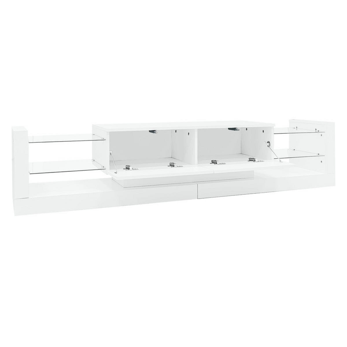 TV-SCHRANK 181cm LED Weiß Glas 70-79 Zoll 2 Schubladen - Weiß, Holz (45.72/15.88/101.6cm) - FLIEKS