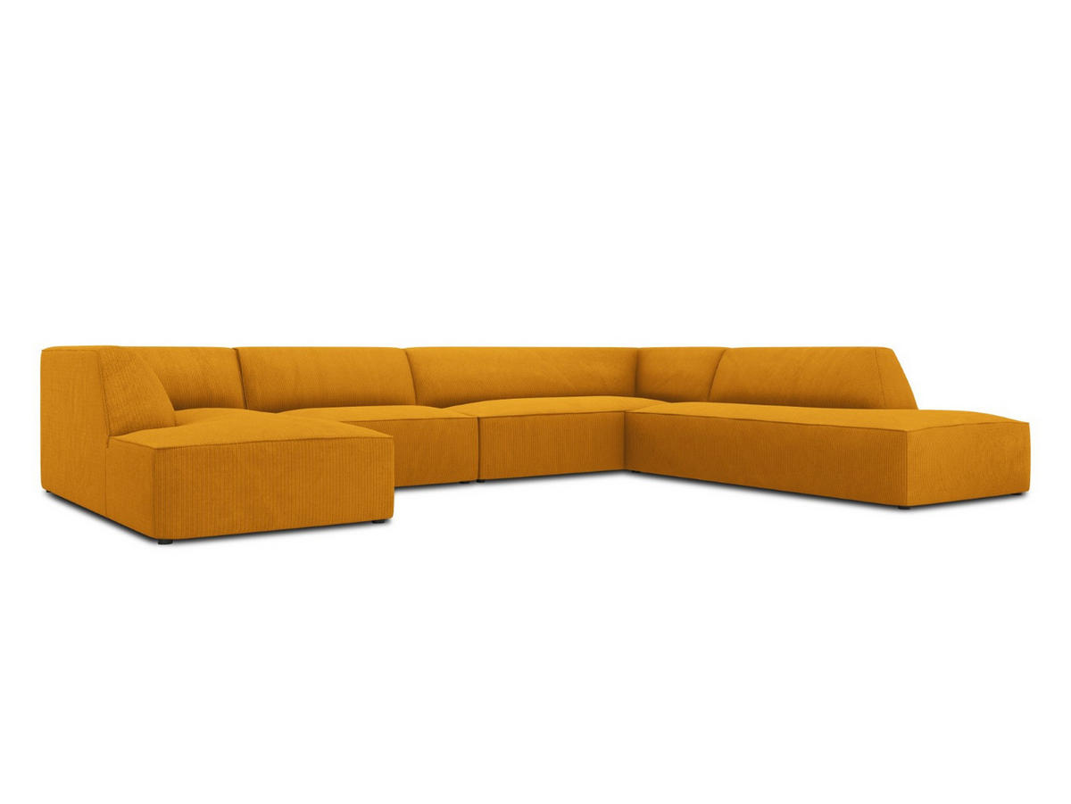 PANORAMASOFA rechts Ruby aus Cord gelb 7 Sitzplätze - Gelb, Textil (273/69/366cm) - Micadoni
