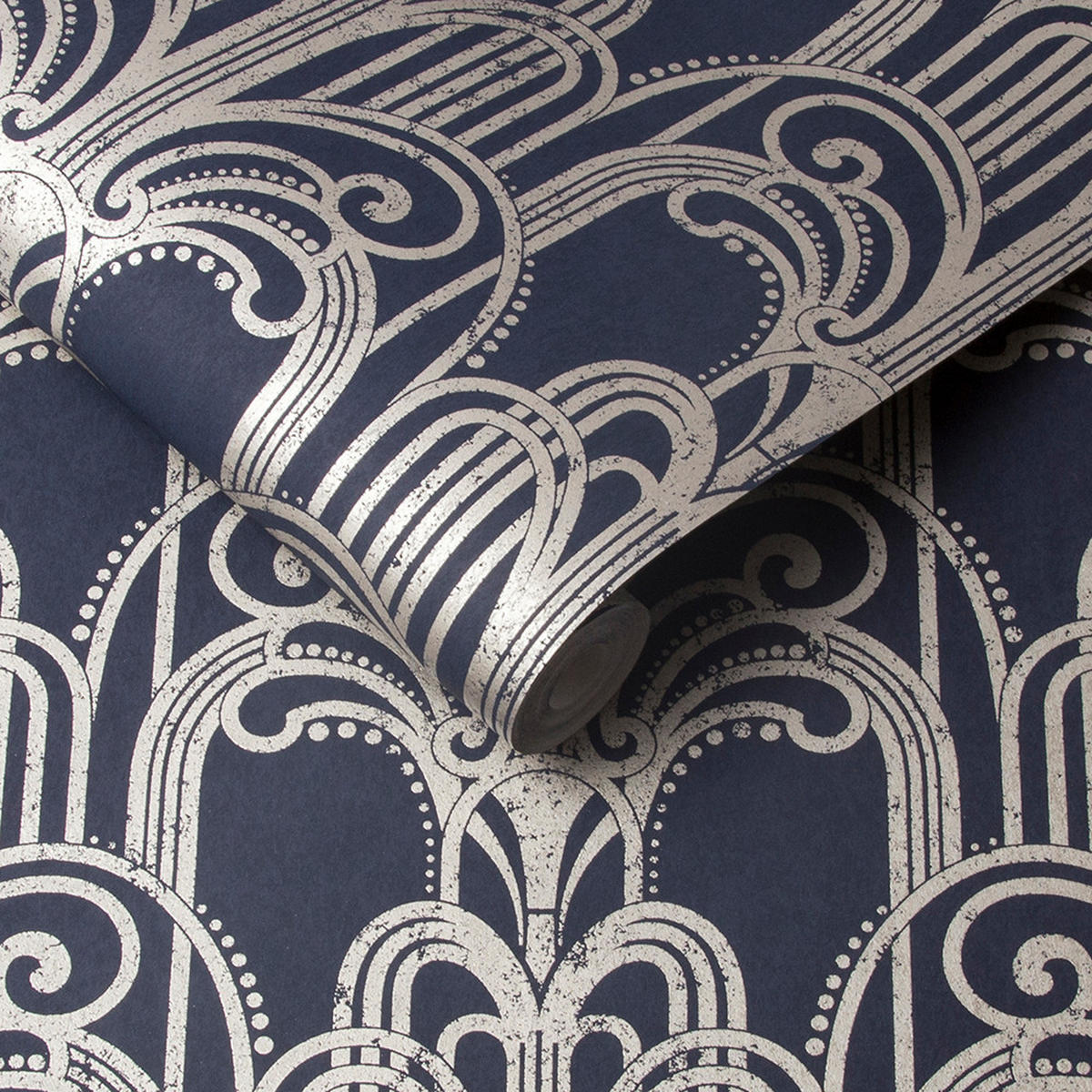 VLIESTAPETE - Art Deco Mitternacht - Blau, Papier/Kunststoff (53/1000cm) - Graham & Brown