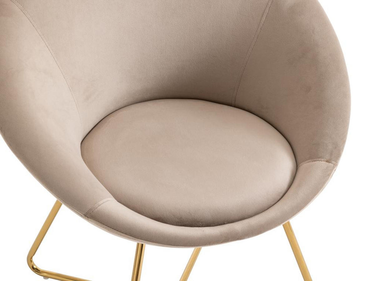 STUHL - Samt & goldfarbenes Metall - Beige - BURBAN - Beige, Textil (57.5/83/70cm) - Vente-Unique