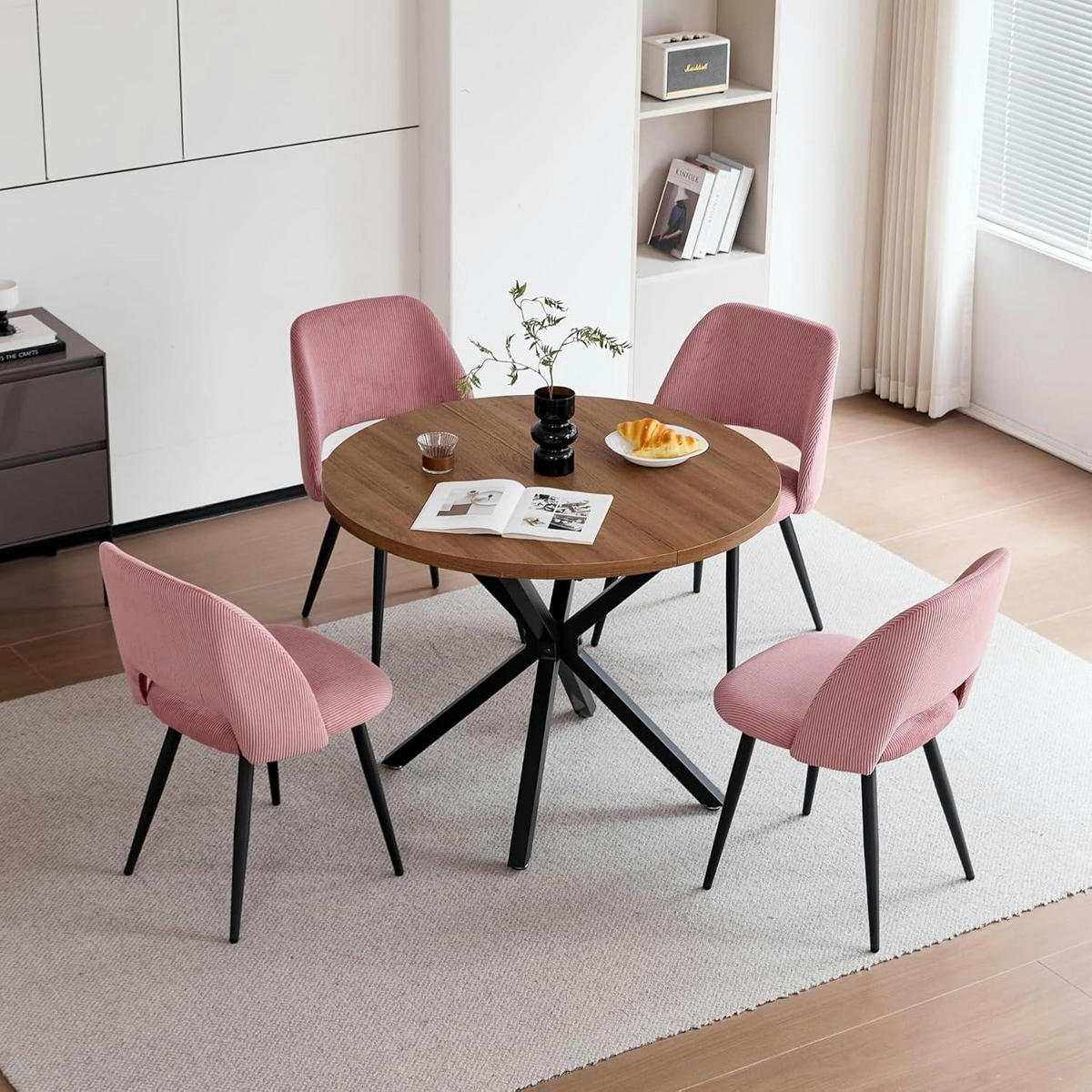 ESSZIMMERSTUHL 6er-Set Cord Rosa - Rosa, Textil (43/80/45cm)