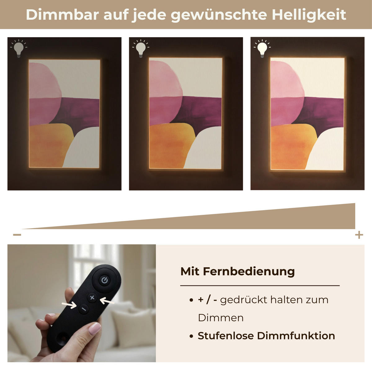 NÁSTĚNNÁ LAMPA S AKUMULÁTOREM Tvary - abstraktní - barevné 60x90 cm - růžová, kompozitní dřevo (60/90/8cm) - OnlyWow