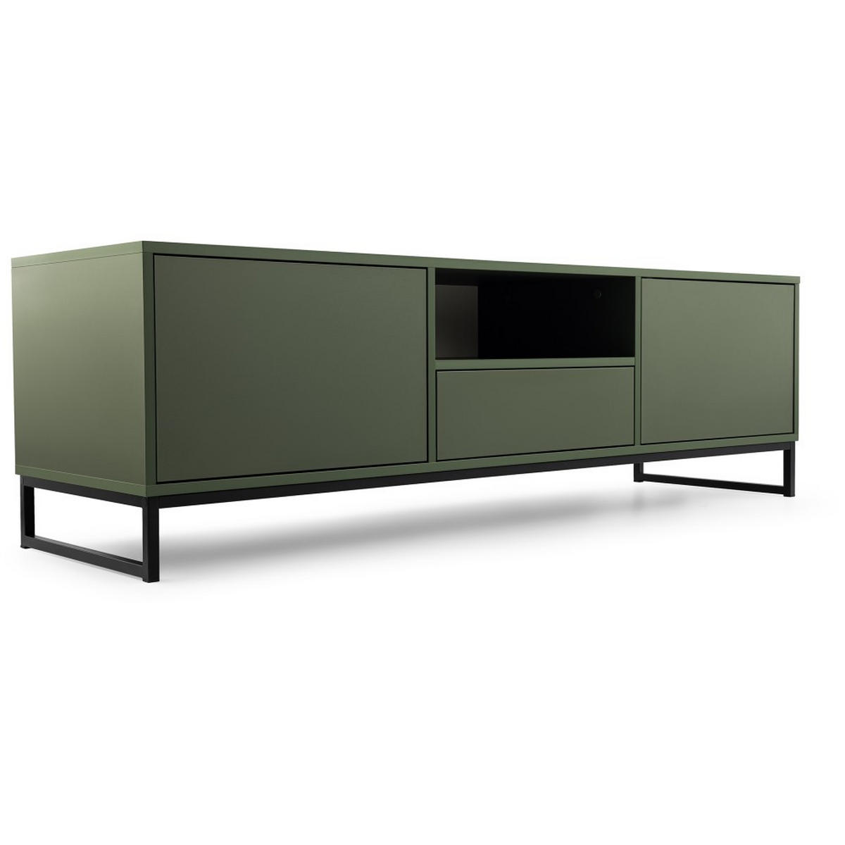 LOWBOARD Giana mit 2 Türen und Schublade, 160 cm, Flaschengrün - Dunkelgrün/Schwarz, Holzwerkstoff (160/48.5/45cm) - Beautysofa