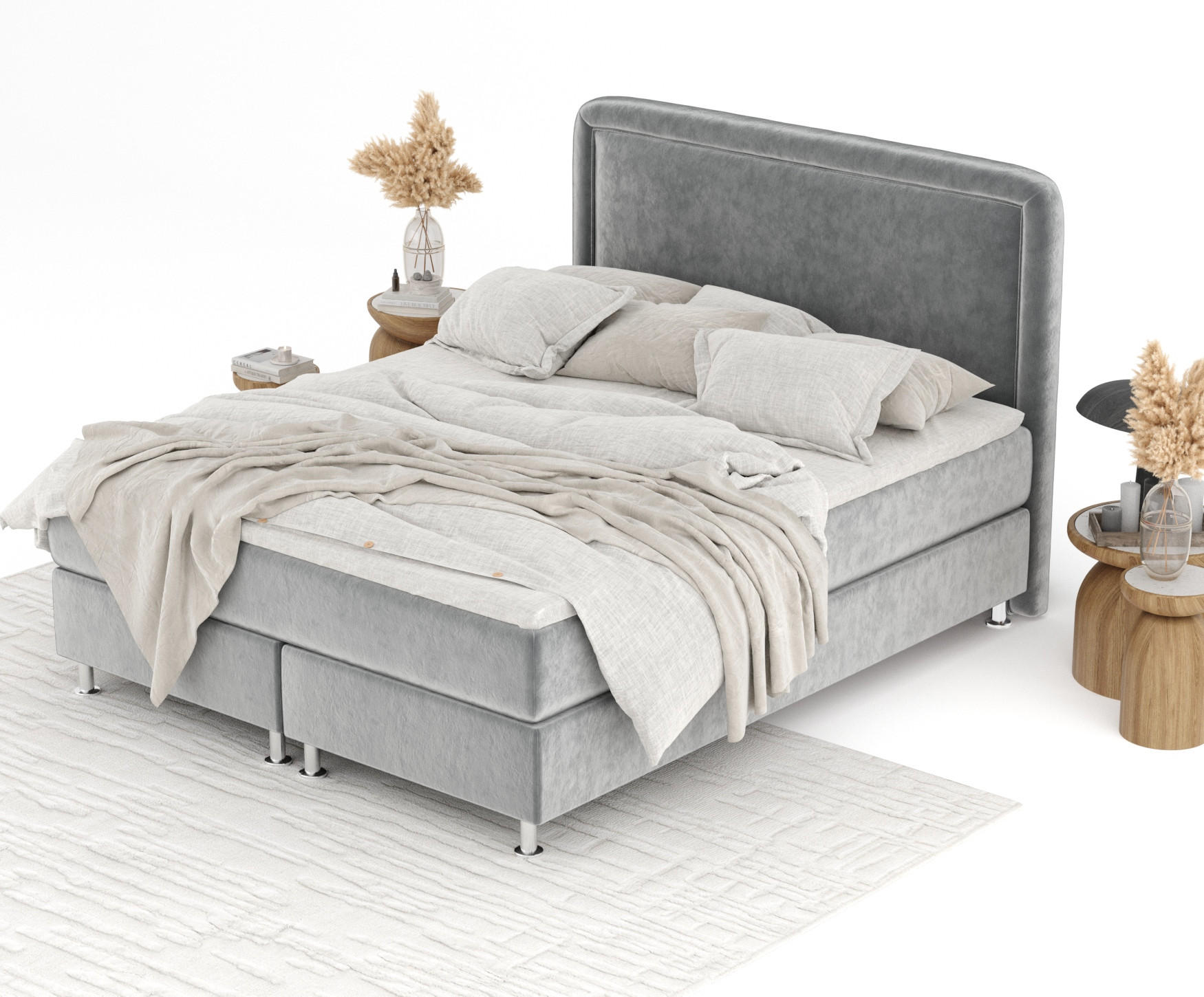 Thumbnail - Maison de Reve Boxbett, Grau, Textil, Buche, Kiefer, H3, Höhe ca. 21 cm, 160x200 cm, Oeko-Tex® Standard 100, FSC 100%, M...