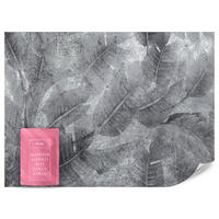 FOTOTAPETE Blätter auf Beton Abstraktion Vintage 400x280 - Grau, Papier (400/280cm) - Muralo