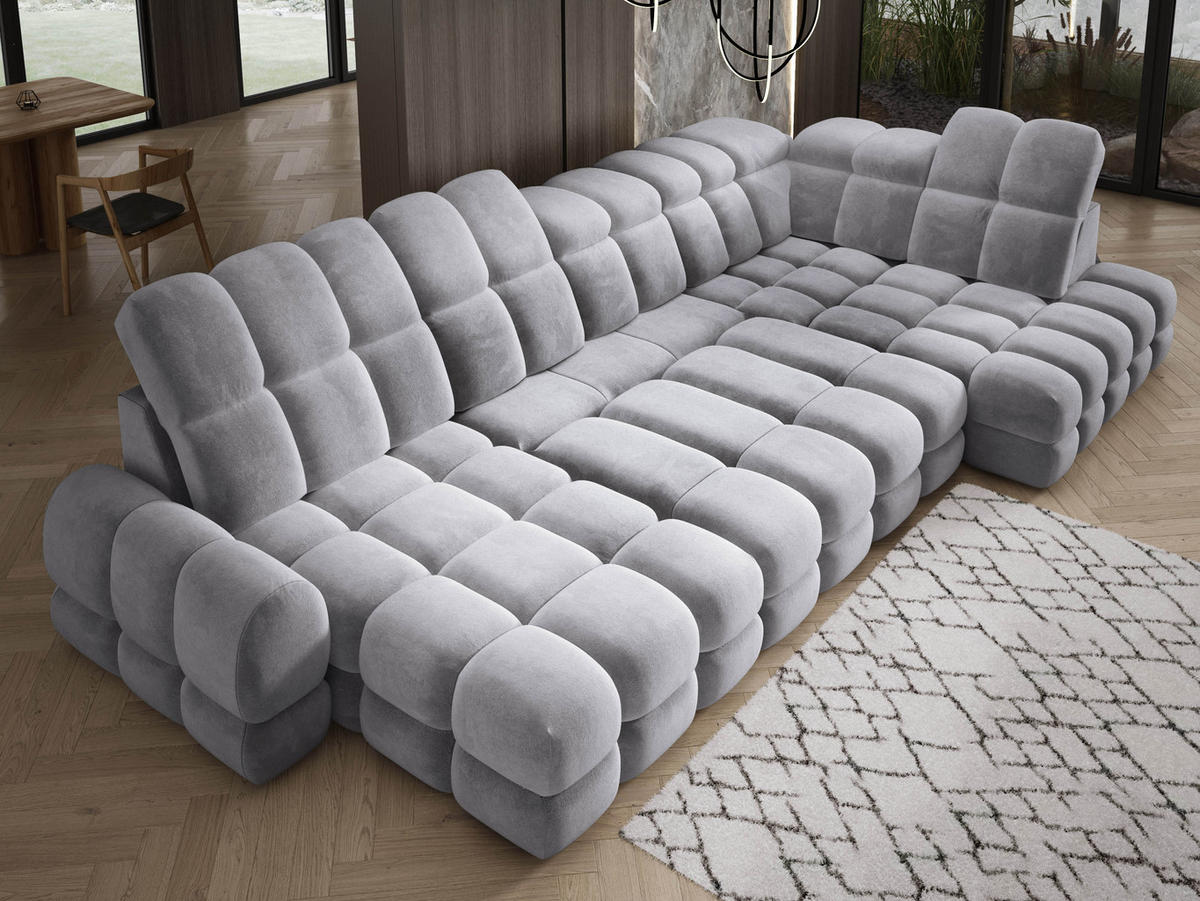 ECKSOFA TOLLO Salvador-stoff U-form 400x217x105 cm grau - Grau, Holz/Textil (217/400cm) - DomoHome