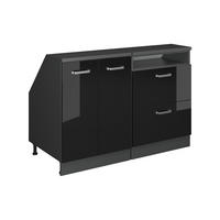 KUCHYNSKÁ SKRIŇA PRE ŠIKMÉ STRECHY R-Line Čierny vysoký lesk 120 cm Súprava 2 korpusov skrine hĺbka 60 cm - antracitová/čierna s vysokým leskom, kompozitné drevo (120/83.8/60cm) - Vicco