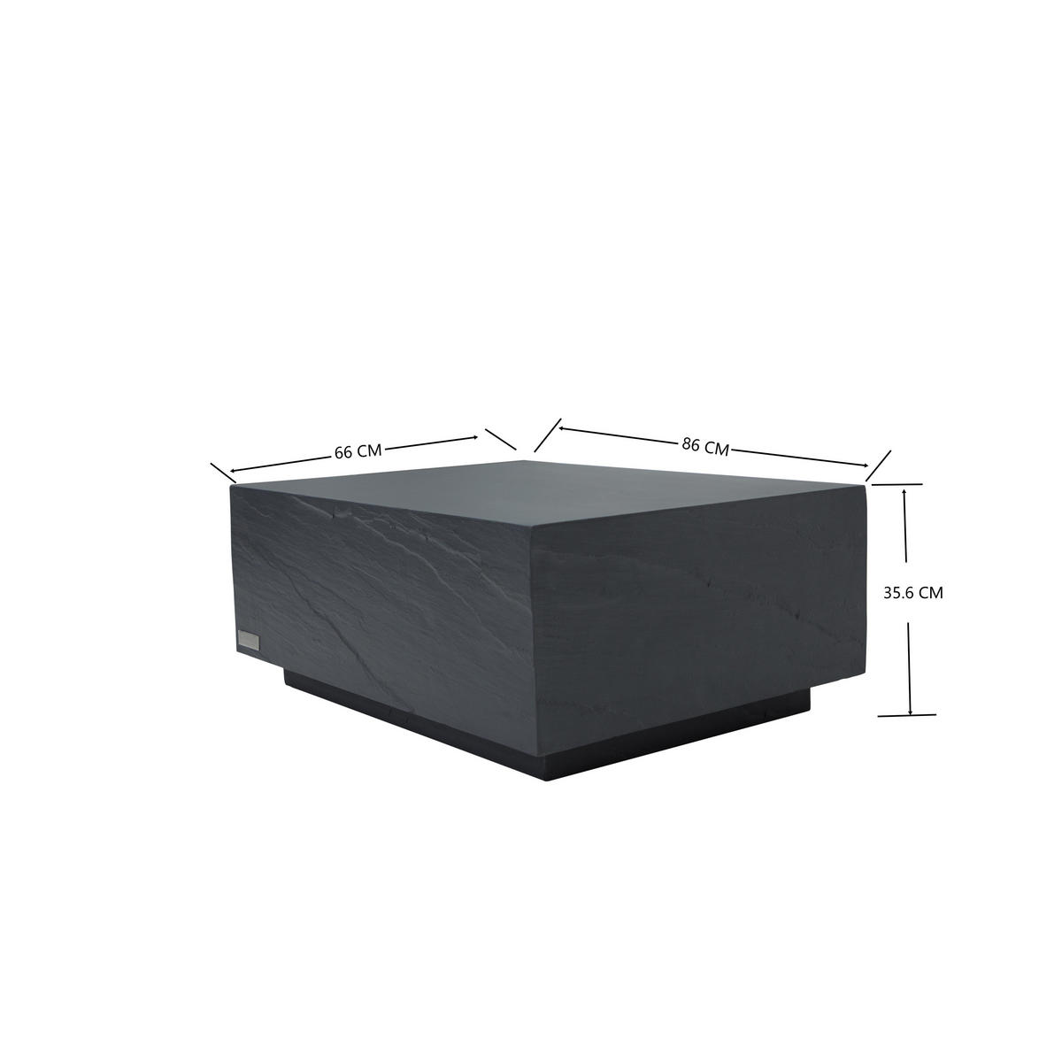 COUCHTISCH COLORADO aus GF-Beton Rechteck, Wetterbeständig, 86x66x36 cm - Dunkelgrau, Naturmaterialien (86/66/36cm) - Elementi
