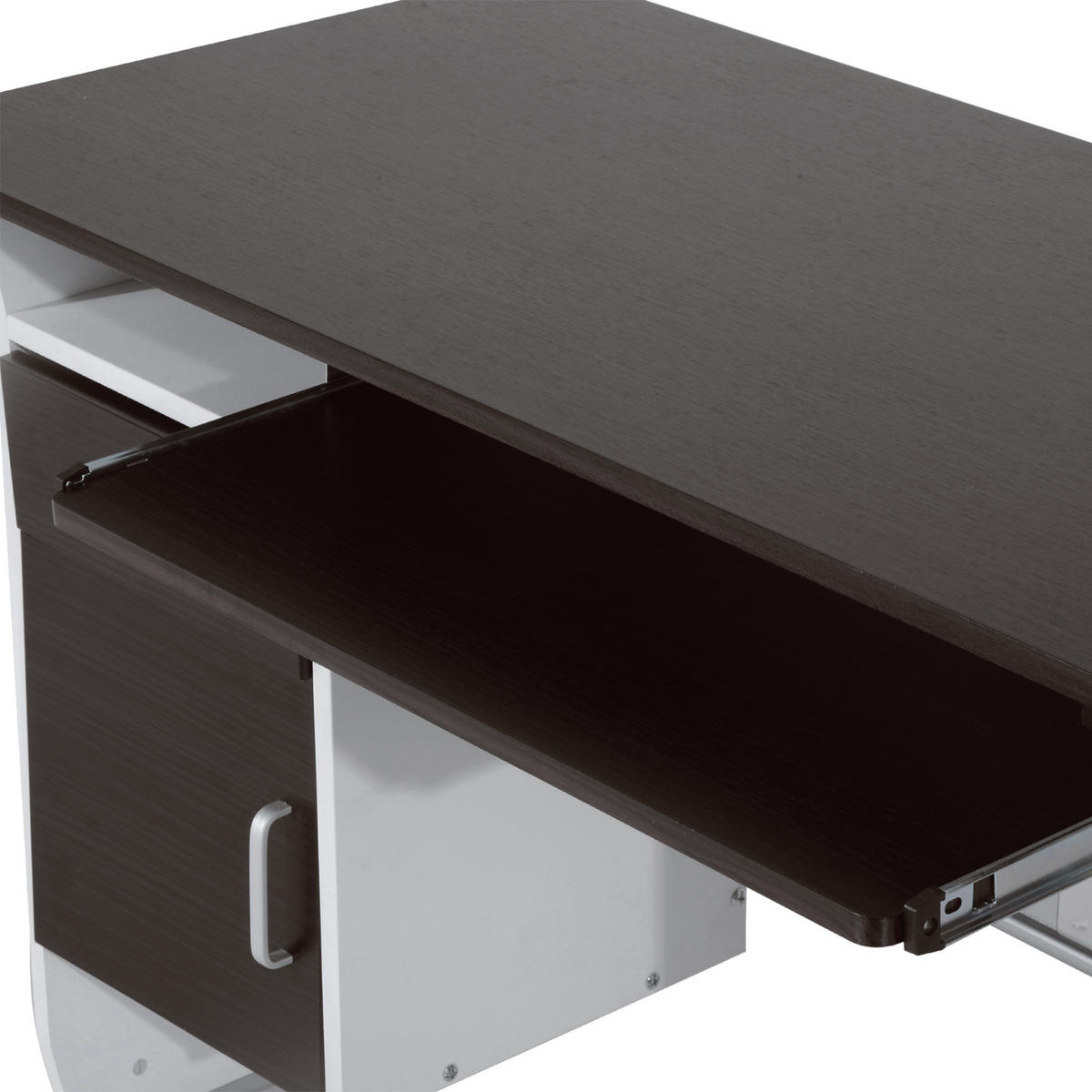 SCHREIBTISCH Schwarzbraun und Weiß mit Tastaturauszug, Schublade und Fach 100/52/75 cm - Walnussfarben, Holzwerkstoff (52/100/75cm) - PANGIVO