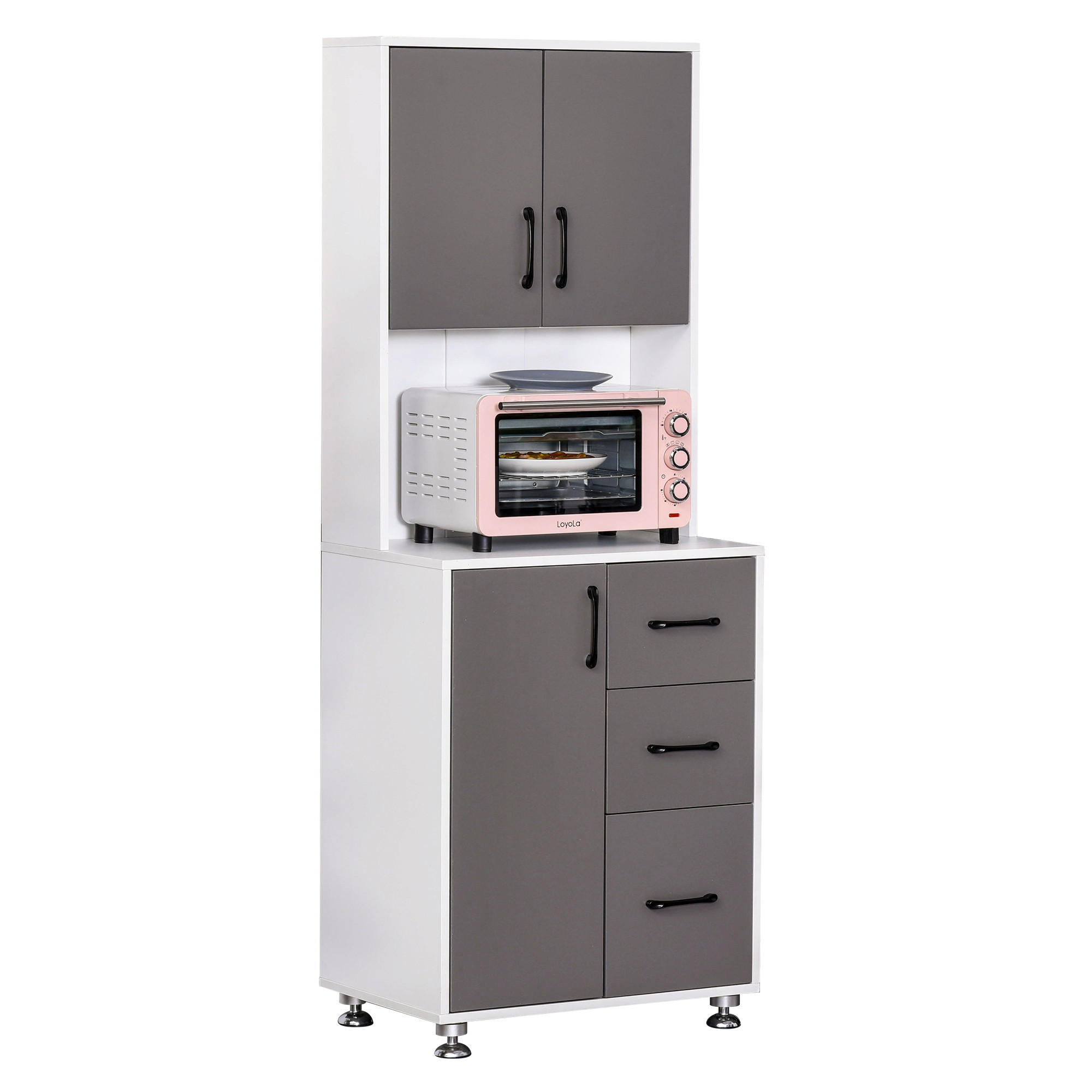 HIGHBOARD DE-10981 2+1 Türen Grau/Weiß - Grau, Holzwerkstoff (40/160/60cm) - ComfortXL