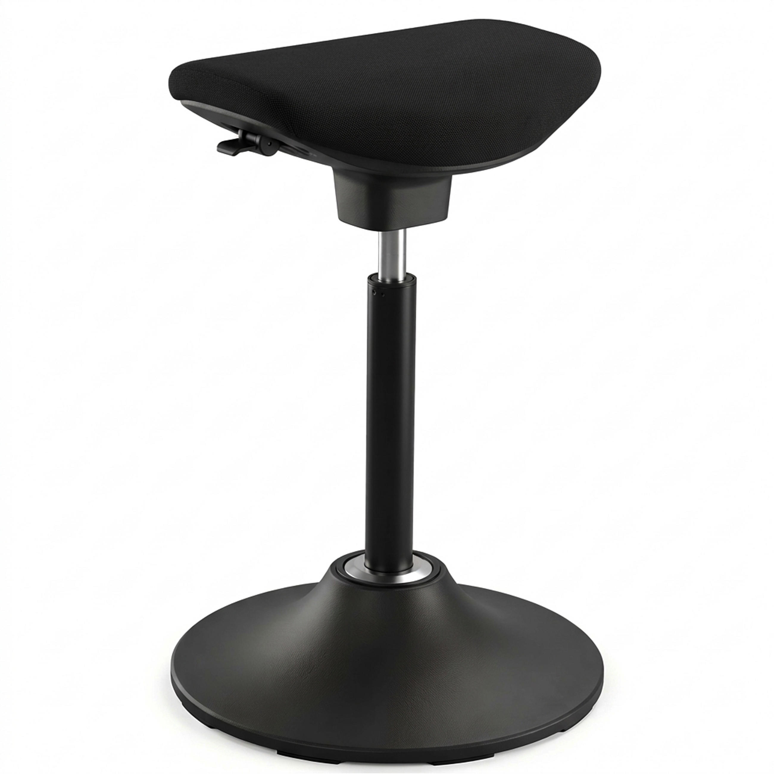 SITZ-STEHSTUHL V1703 Stoff Schwarz, ergonomisch, 150kg belastbar, Sitzhöhe 64-89cm - Schwarz, Textil/Metall (45/64/45cm) - Versee