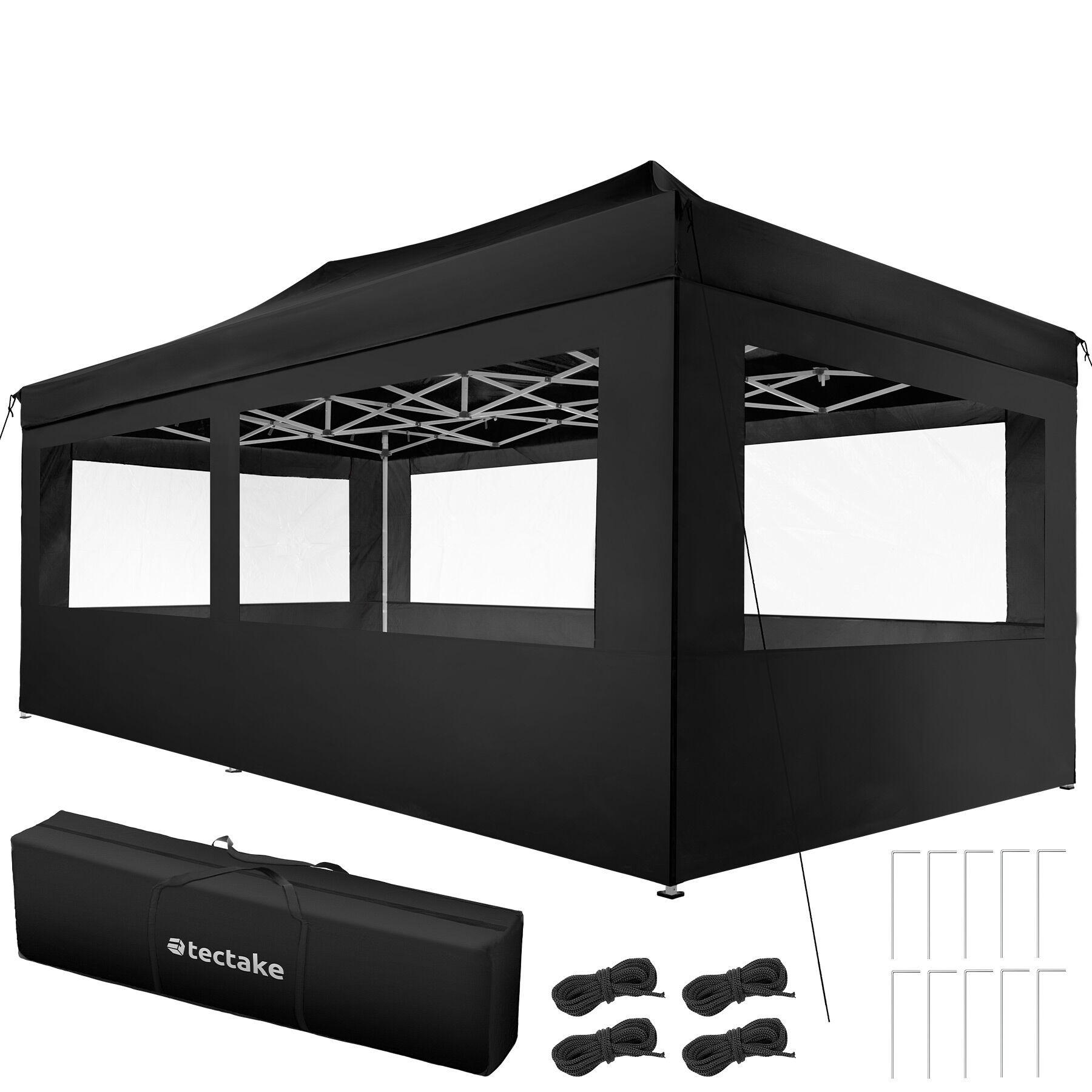 PAVILLON Viola, inklusive Spannseile, Heringe und Tragetasche, schwarz - Schwarz, Kunststoff (300/280/600cm) - tectake