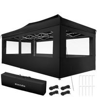 PAVILLON Viola, inklusive Spannseile, Heringe und Tragetasche, schwarz - Schwarz, Kunststoff (300/280/600cm) - tectake