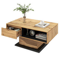 COUCHTISCH, Melamin-Eichenholzdekor, grifflose Schublade & doppelter Stauraum, 100/60/47 cm, Naturfarben - Naturfarben, Holzwerkstoff (100/47/60cm) - Redom