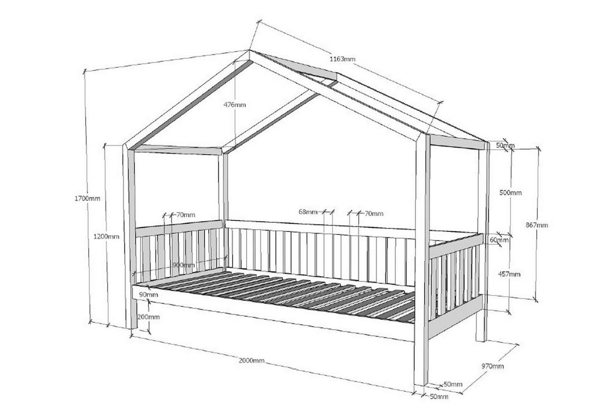 HAUSBETT Kapua 210x170x97 aus Massivholz in Anthrazit - Anthrazit, Holz (90/200cm) - 58aufmkessel