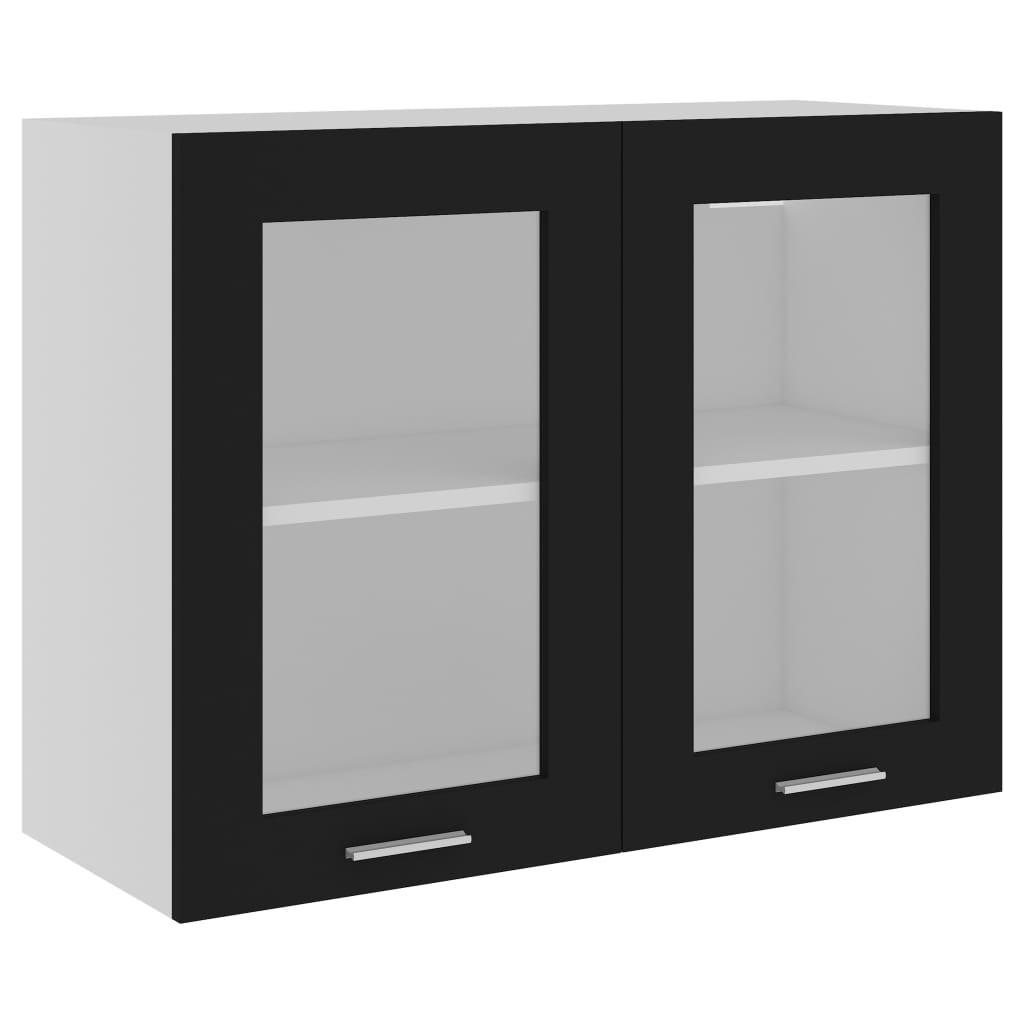 vidaXL Hängeglasschrank Schwarz 31x60x80 cm