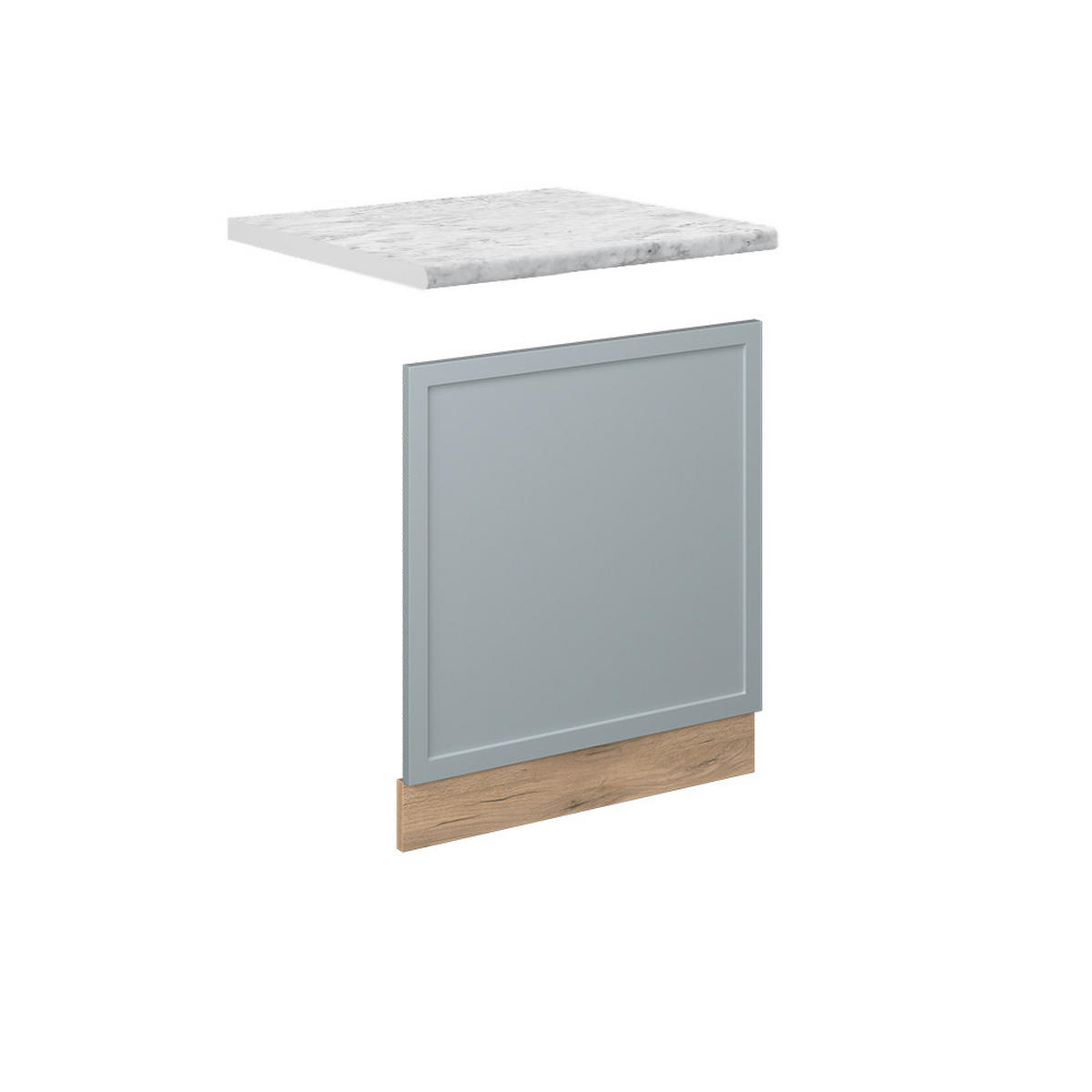 FRONTBLENDE Fame-Line Hellblau-grau 60 cm, AP Marmor - Honigeiche/Eiche Wotan, Holzwerkstoff (60/67.4/1.6cm) - Vicco