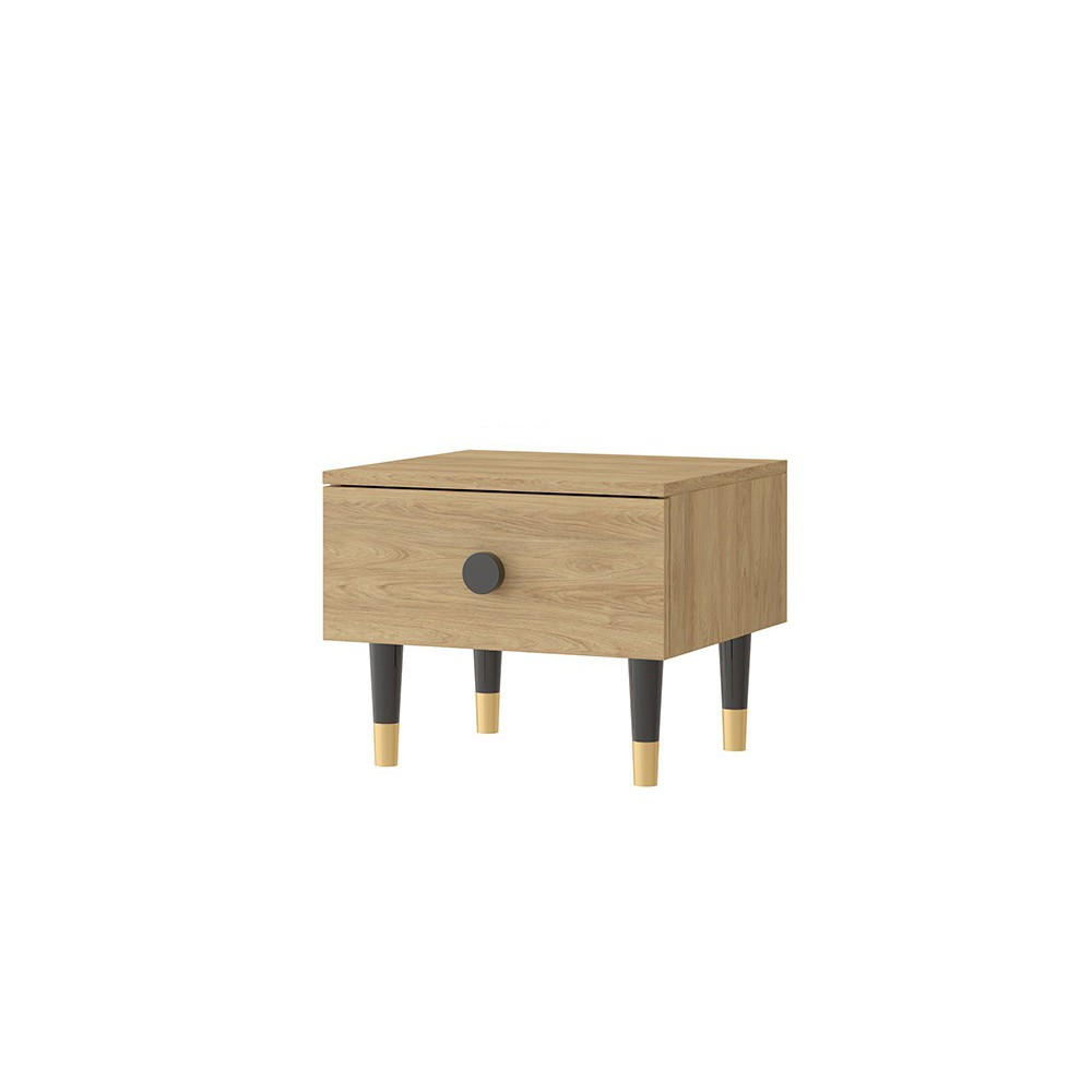 NACHTTISCH 55/51/44 cm Lux 22 Hickory Eiche, Hickory Eiche - Gelb/Schwarz, Holz (50/44/42cm) - imoebel24