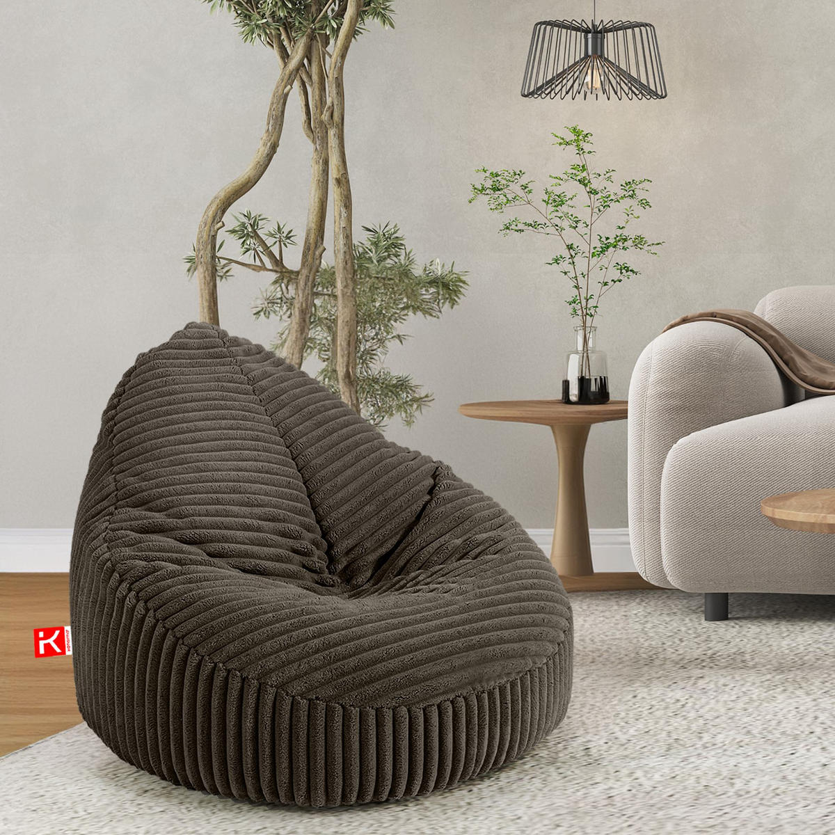 SITZSACK COSMO II aus Kordstoff, Braun - Braun, Textil (85/80/85cm) - KONSIMO®