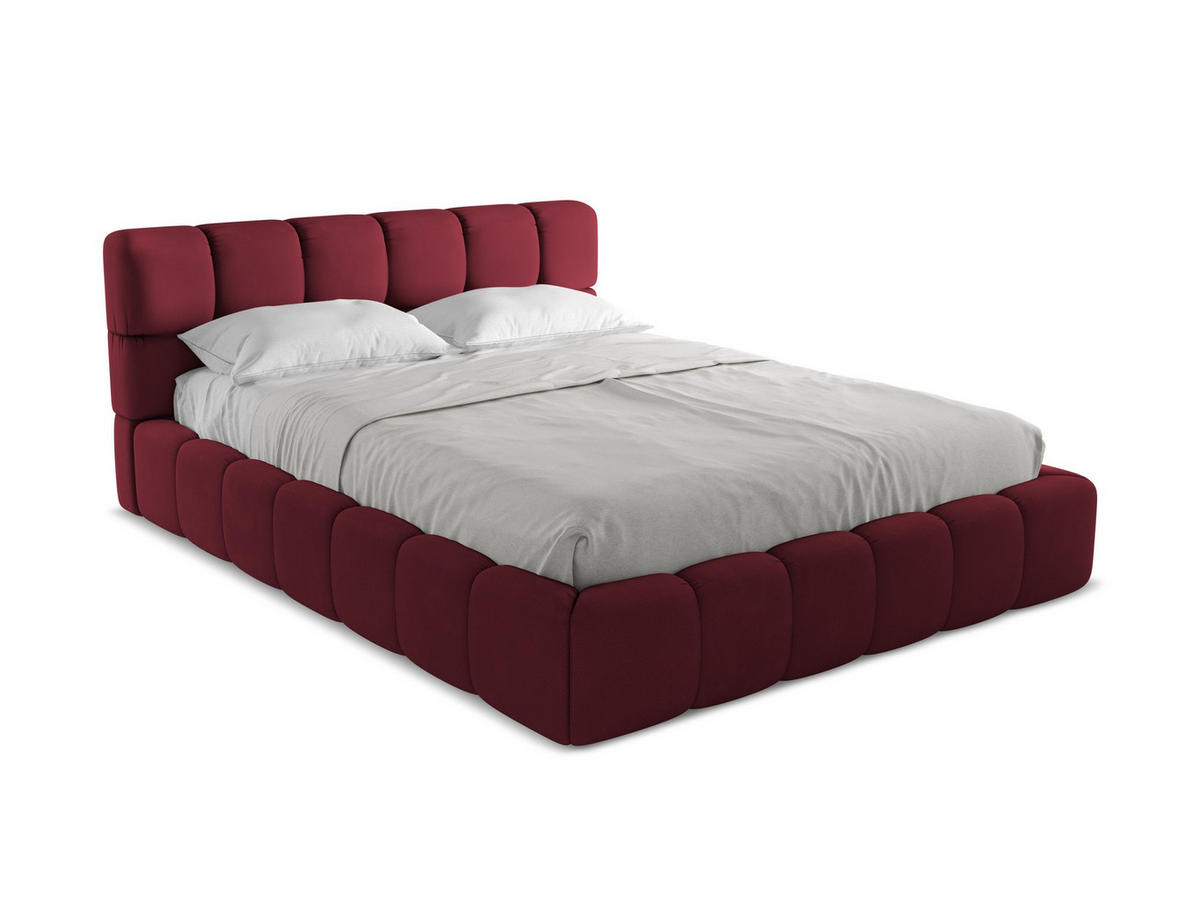 POLSTERBETT mit Bettkasten und Lattenrost 180x228 Rot - Rot/Weinrot, Kunststoff/Textil (160/200cm) - Makamii