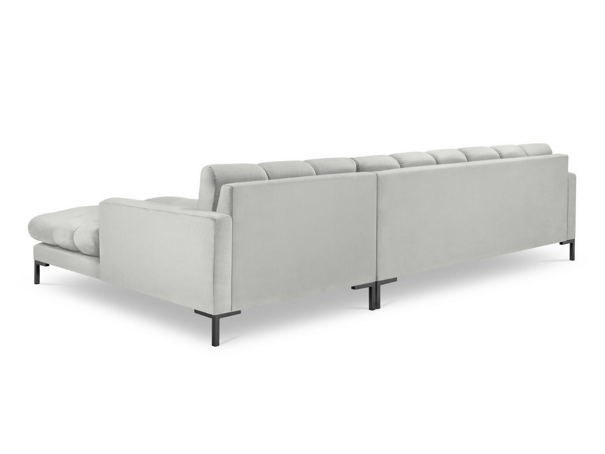ECKSOFA rechts Mamaia aus Samt silber 5 Sitzplätze - Silberfarben, Textil (185/293cm) - Micadoni