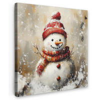 LEINWANDBILD Schneemann - Winter - Schnee - Beige 50x50 cm - Weiß, Textil (50/50cm) - MuchoWow