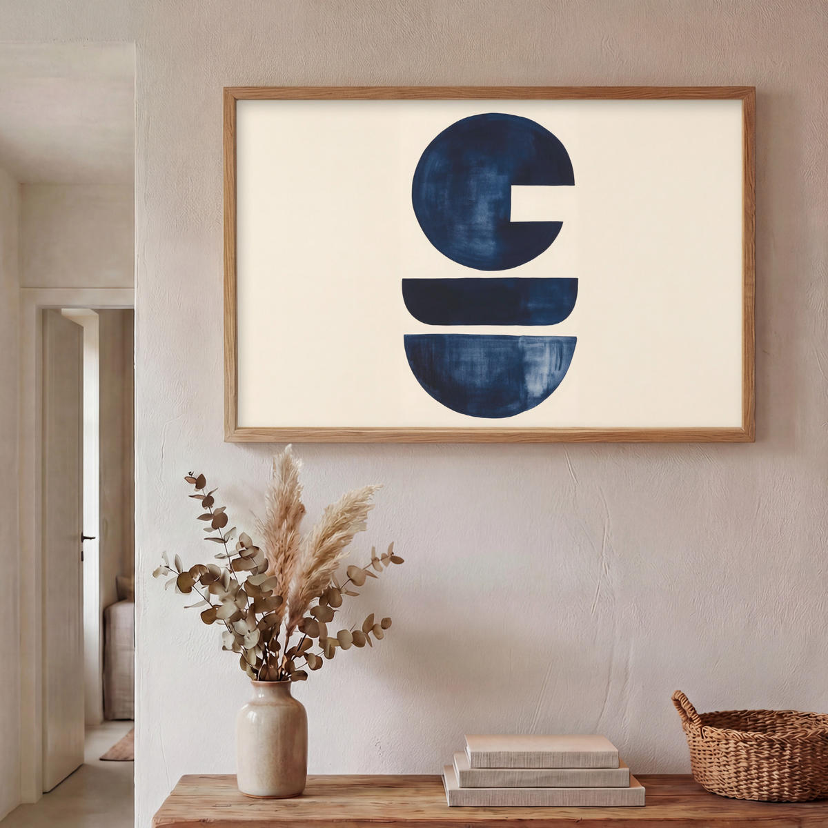 NÁSTĚNNÁ LAMPA S AKUMULÁTOREM Tvary - modrá - abstraktní 90x60 cm - tmavě modrá, kompozitní dřevo (90/60/8cm) - OnlyWow