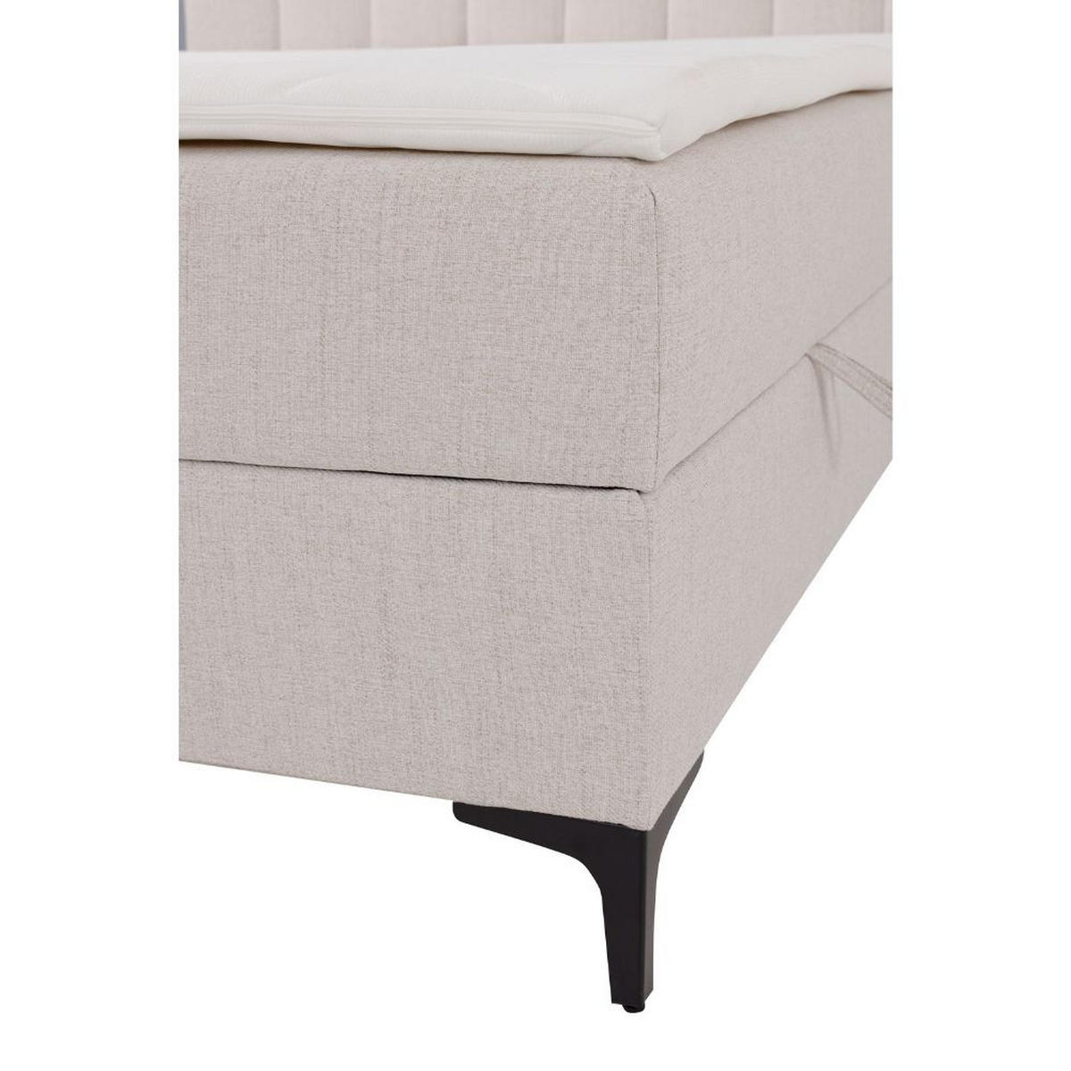 BOXBETT Siena mit Bonnelmatratze und Topper, 140x200, Beige - Beige/Schwarz, Holzwerkstoff/Kunststoff (140/200cm) - AN-Moebel 4u