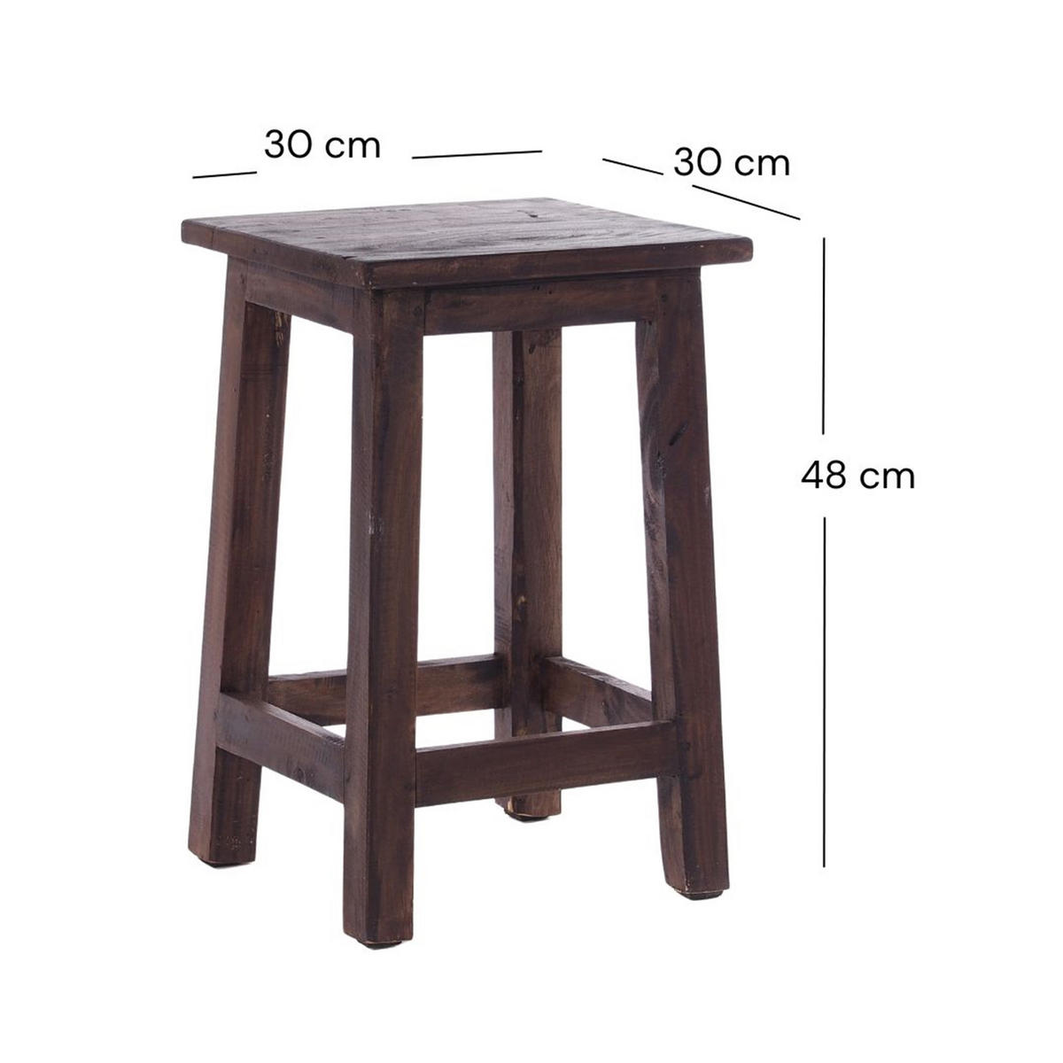 HOCKER MADERO Recyclingholz 03 dunkelbraun - Dunkelbraun, Karton (30/48/30cm) - DESIGN DELIGHTS