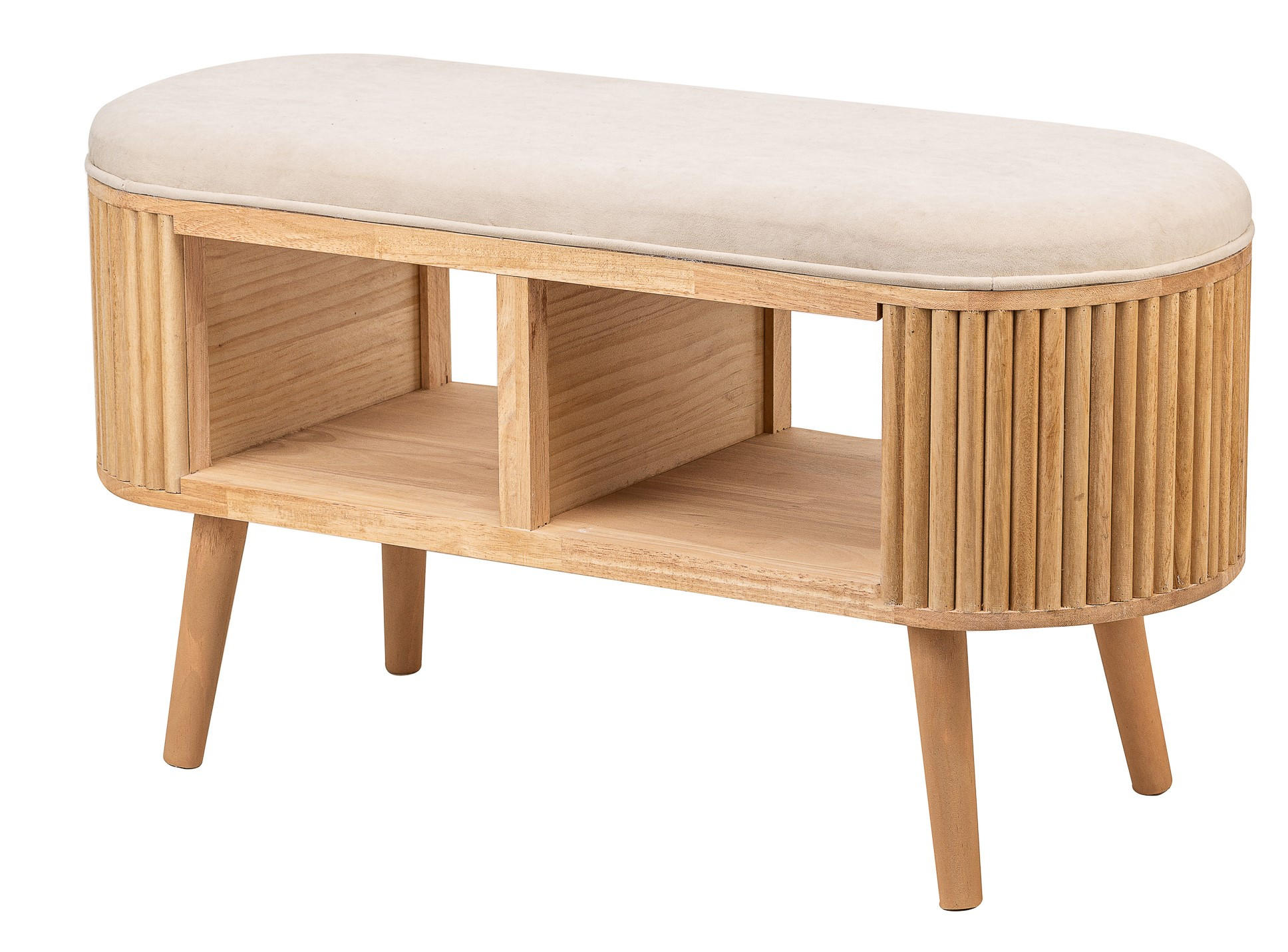 SITZBANK Samt Beige - Beige, Textil (90/45.5/35cm) - Nordlys