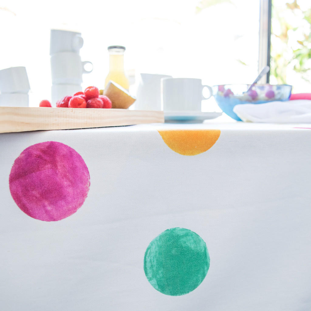 Thumbnail - Happy Friday Tischdecke, Mehrfarbig, Textil, Grafikmuster, 150x0.2x250 cm, Oeko-Tex®, Wohntextilien, Tischwäsche, Tischd...