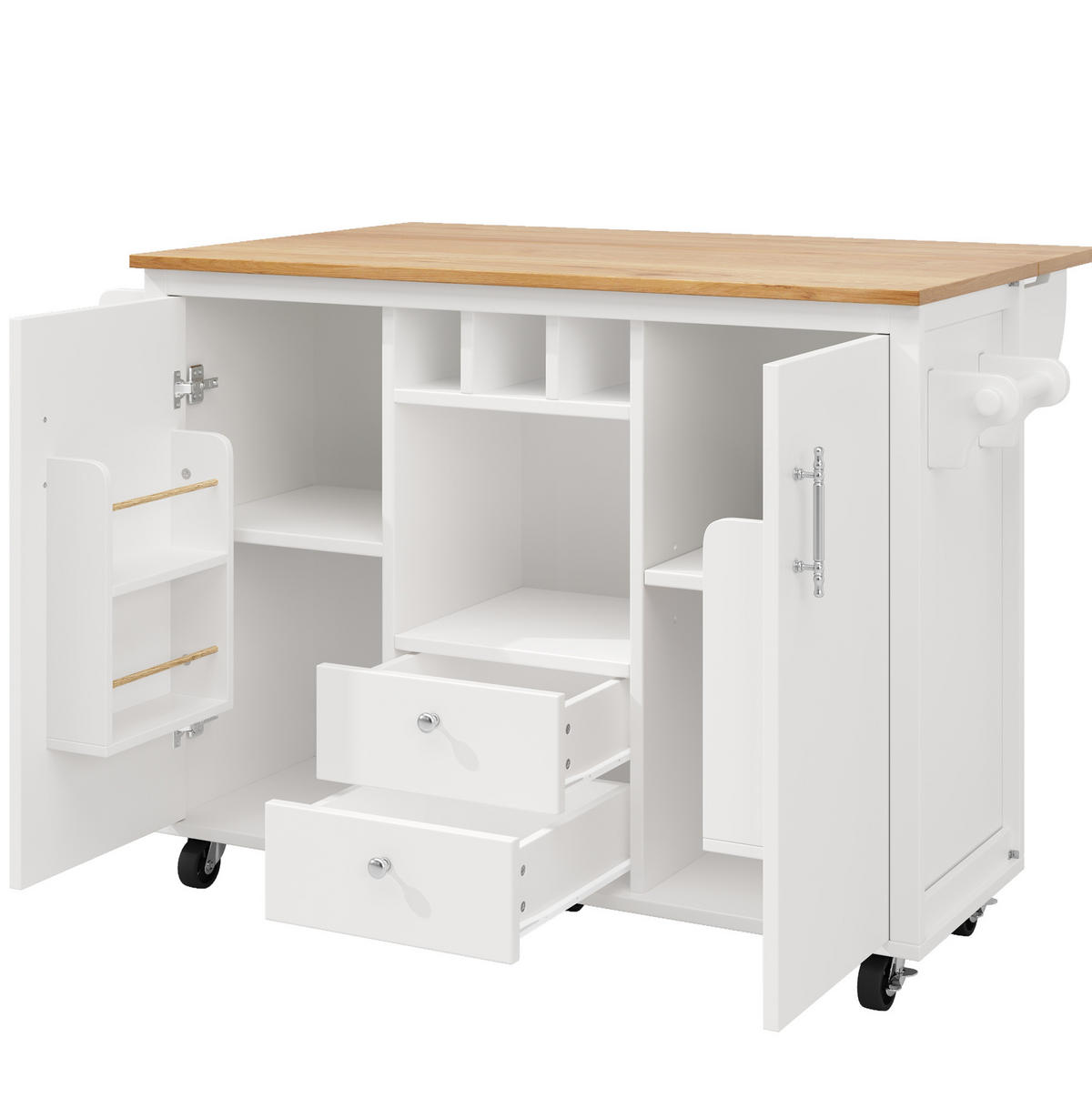 KÜCHENINSEL mit Klapptisch 137,9 x 73 cm MDF Metall White - Weiß, Metall (73/92.5/137.9cm) - Beauniv