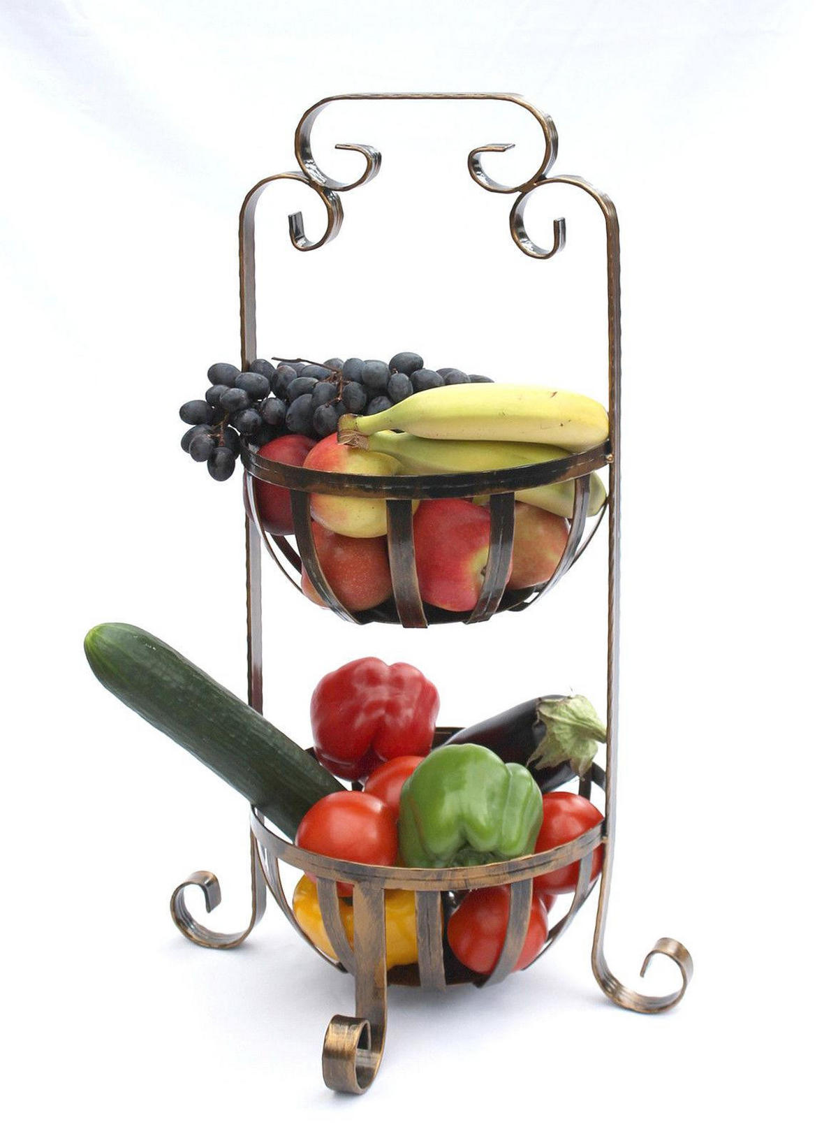 ETAGERE Obstkorb 10-320 mit 2 Körbe 62 cm - Braun, Metall (62cm) - DanDiBo