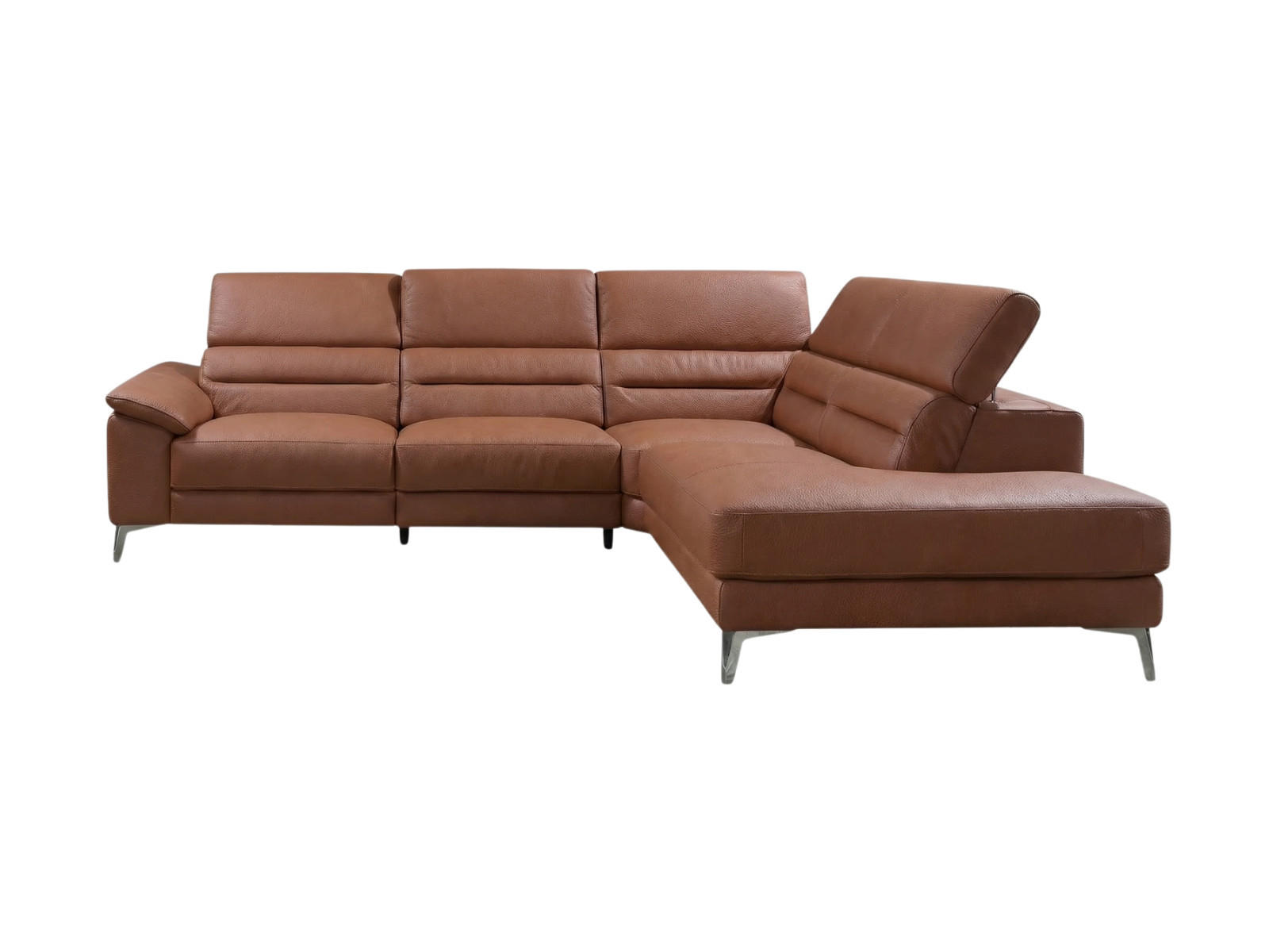 ECKSOFA Tucano Echtleder Cognacbraun - Cognac, Leder/Metall (258/232cm)