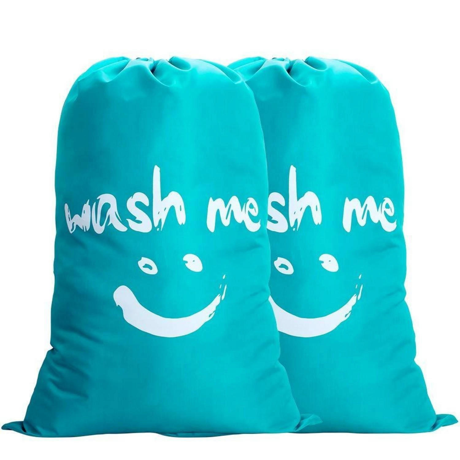 WÄSCHESACK 2-teiliges Set Blau 120 L - Türkis, Textil (66/92/66cm)