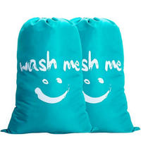 WÄSCHESACK 2-teiliges Set Blau 120 L - Türkis, Textil (66/92/66cm)