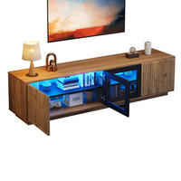 TV-ELEMENT mit LED 180 x 40 x 45 cm Naturholzoptik Schwarz 4 Türen - Braun, Holzwerkstoff (40/45/180cm) - Beauniv