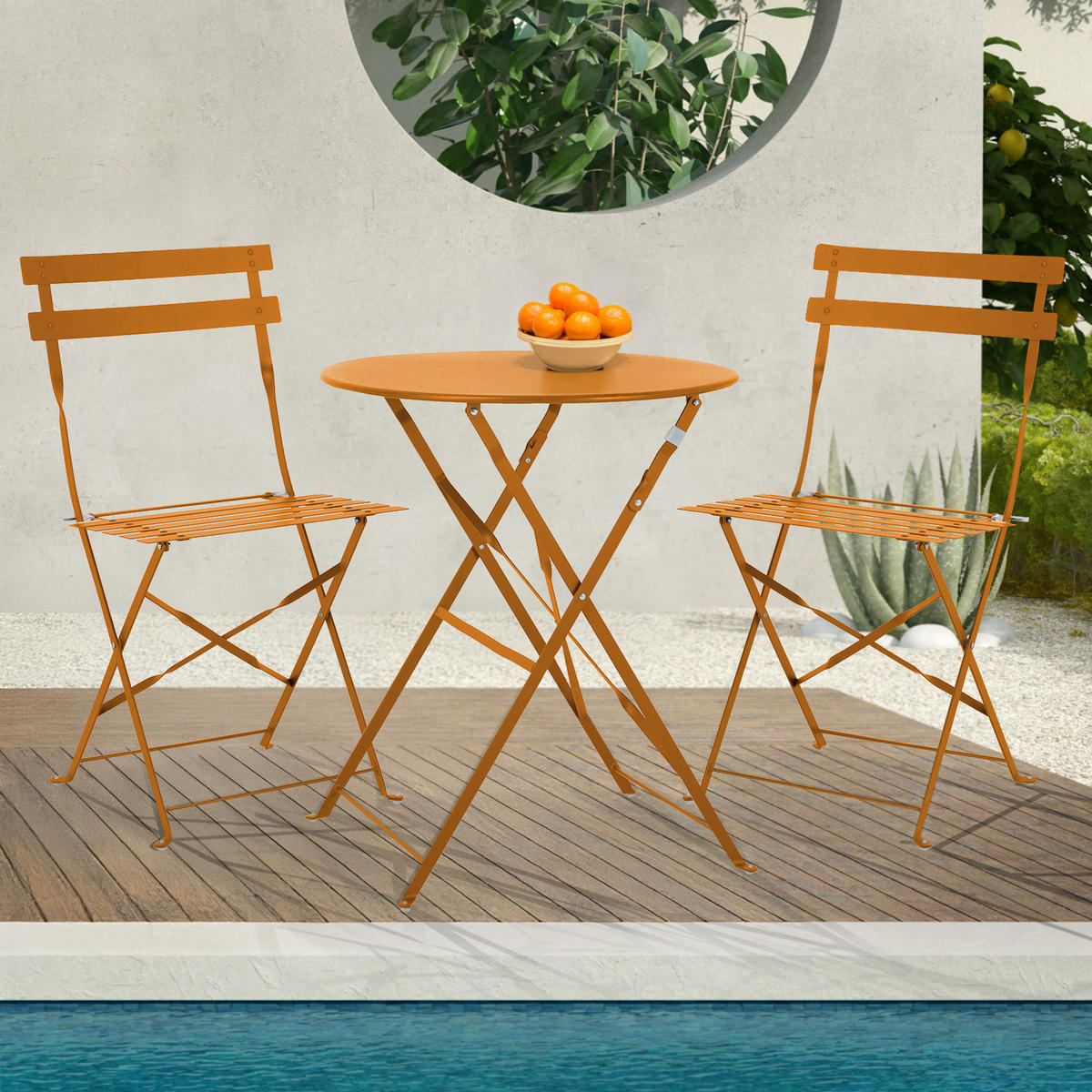 BISTRO-SET BERLIN Metall Orange - Orange, Metall - SVITA
