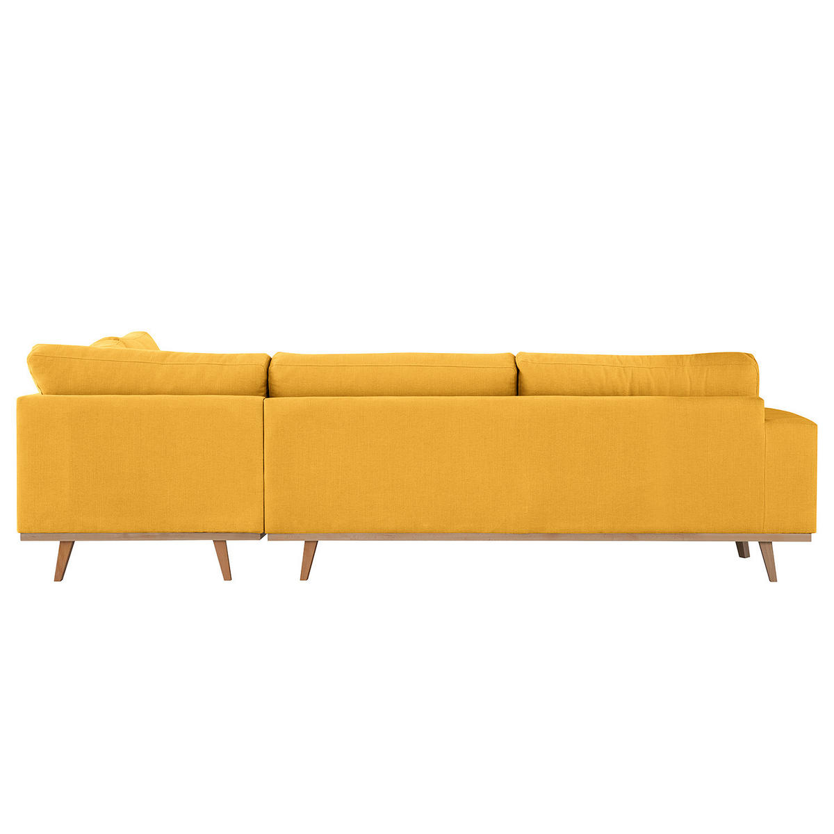ECKSOFA mit Ottomane - Gelb/Buchefarben, Buchenholz/Textil (287/219cm) - home24