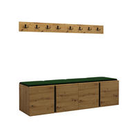 MOBILIER PENTRU HOL Orion VII - verde/stejar Artisan, material plastic/compozit lemnos (168/42/46cm) - MIRJAN24