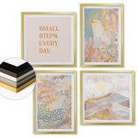 WANDBILDER 4er Set - 50x50 cm & 40x60 cm Goldrahmen - Abstrakte Pastellmuster - Goldfarben, Kunststoff (50/50cm) - ArtPrintCave