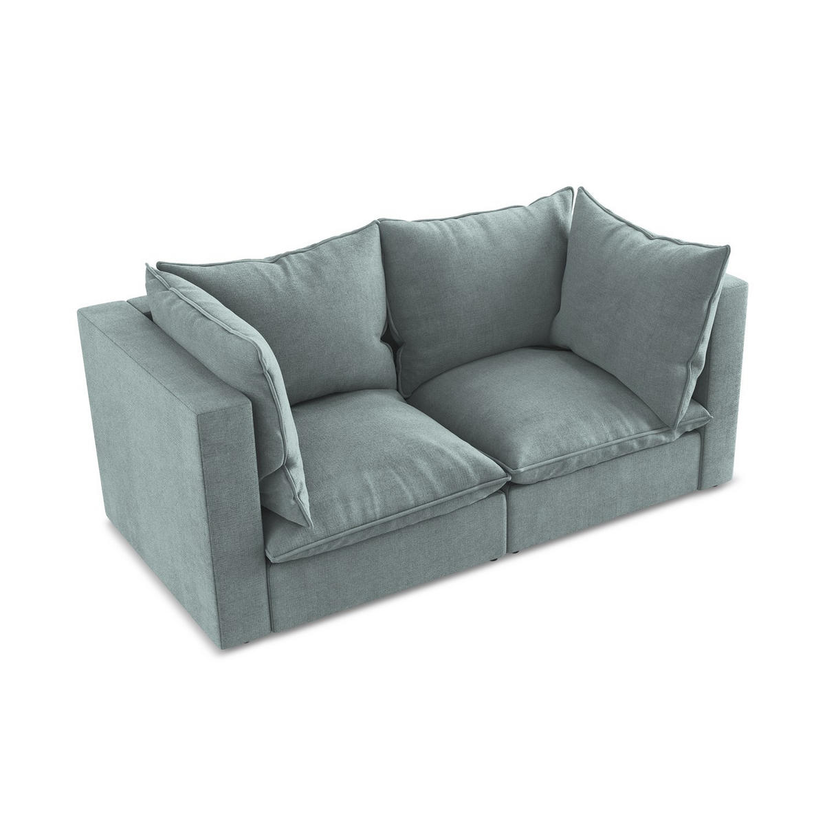 2-SITZER SOFA Strukturstoff Blau - Pastellblau/Schwarz, Holzwerkstoff/Kunststoff (180/77/90cm) - LaMiaSofa