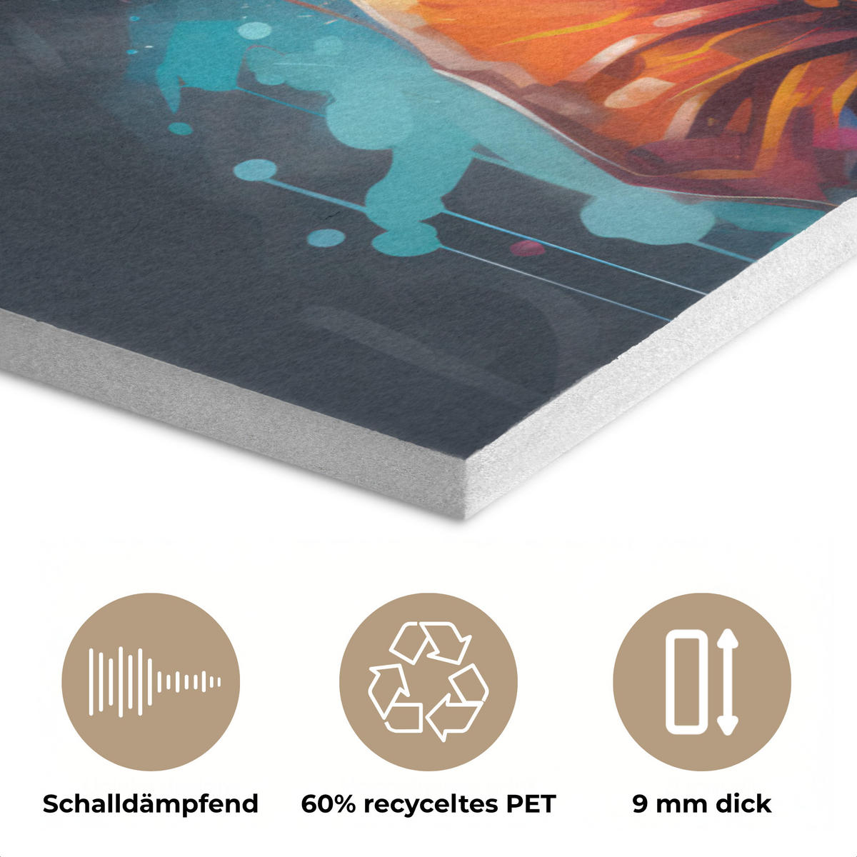 AKUSTIKPANEEL Panda - Jacke - Graffiti - Orange 100x70 cm - Orange, Textil (100/0.9/70cm) - MuchoWow