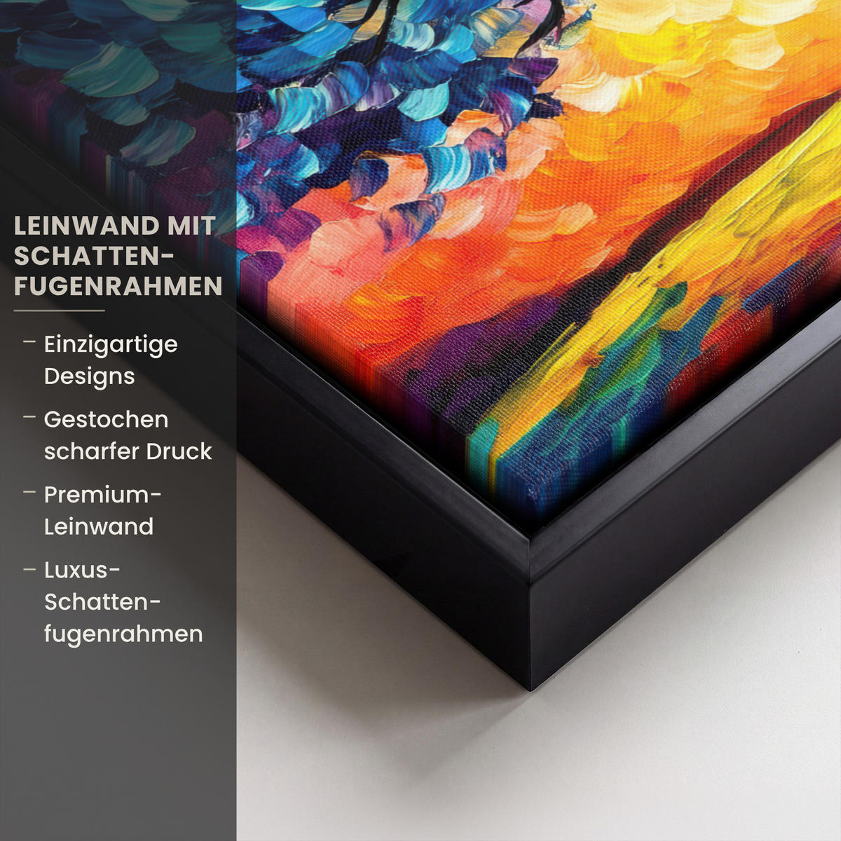 LEINWAND Bilder mit Rahmen - Baum - Kunst - Natur - Sonnenuntergang - 40x30 - Multicolor, Textil (40/30cm) - MuchoWow