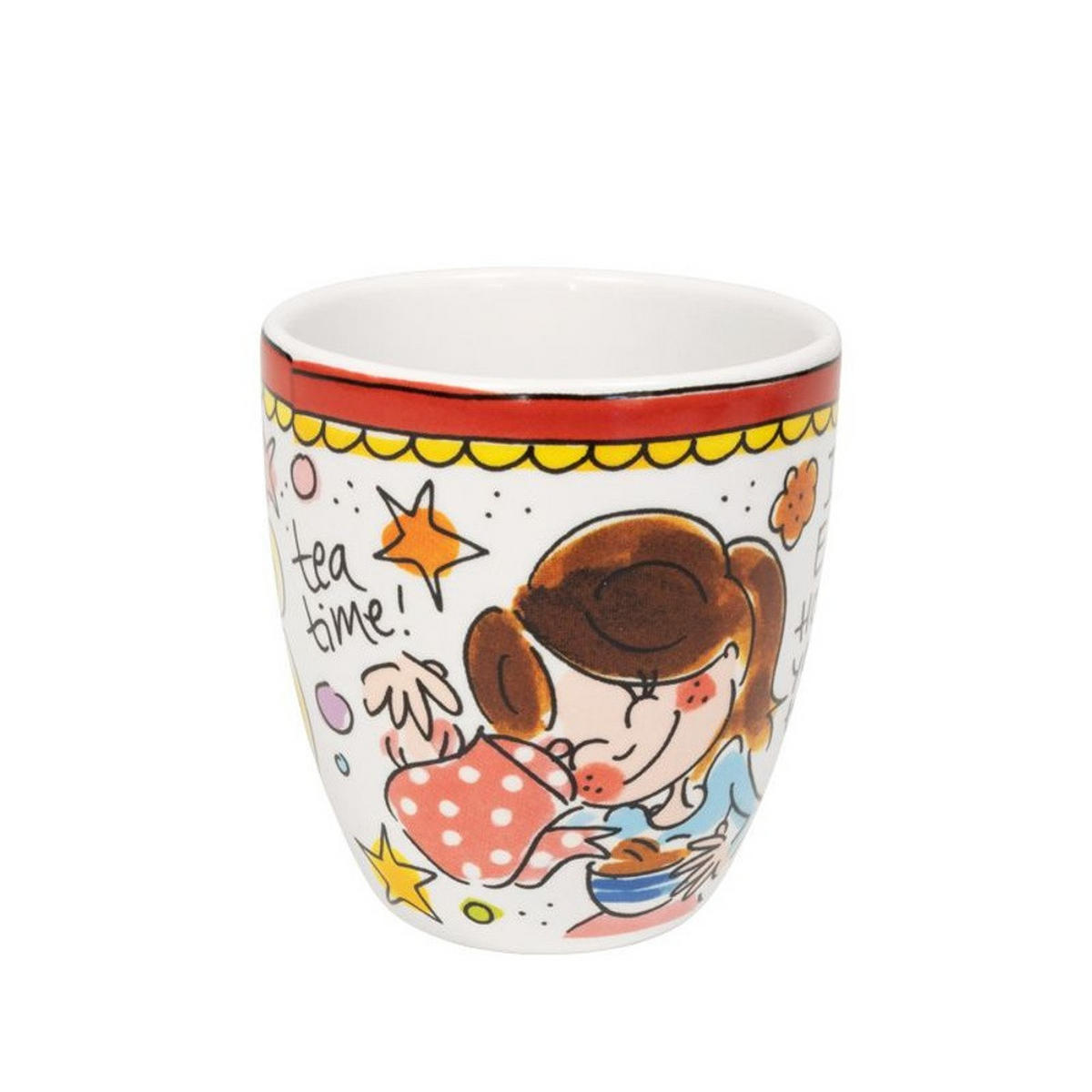 MINI-BECHER OHNE OHR Roter Rand in Bunt - 200 ml - Multicolor, Keramik (0.2L) - Blond Amsterdam