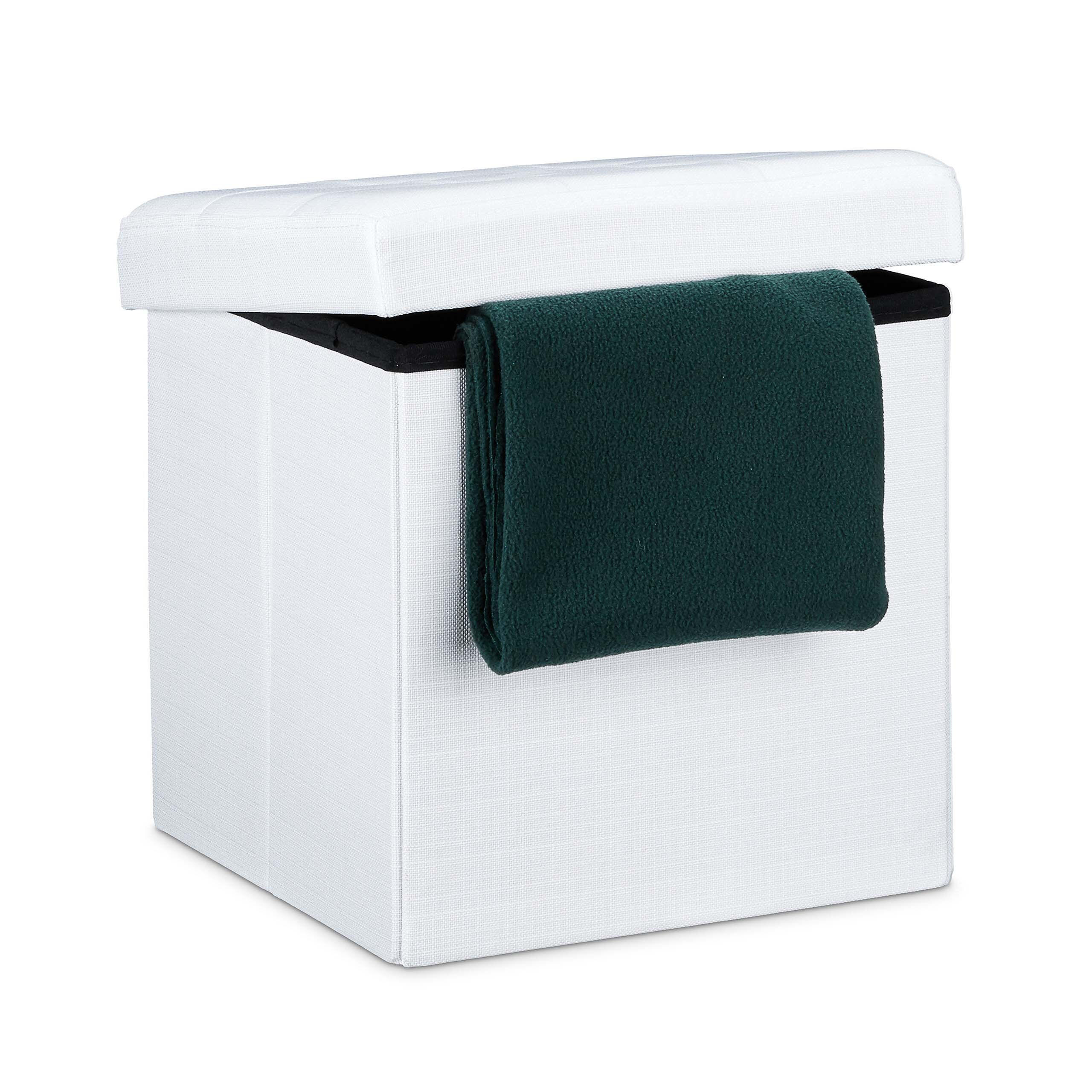 FALTBARER Sitzhocker - Weiß, Holzwerkstoff/Textil (38/38/38cm) - Relaxdays
