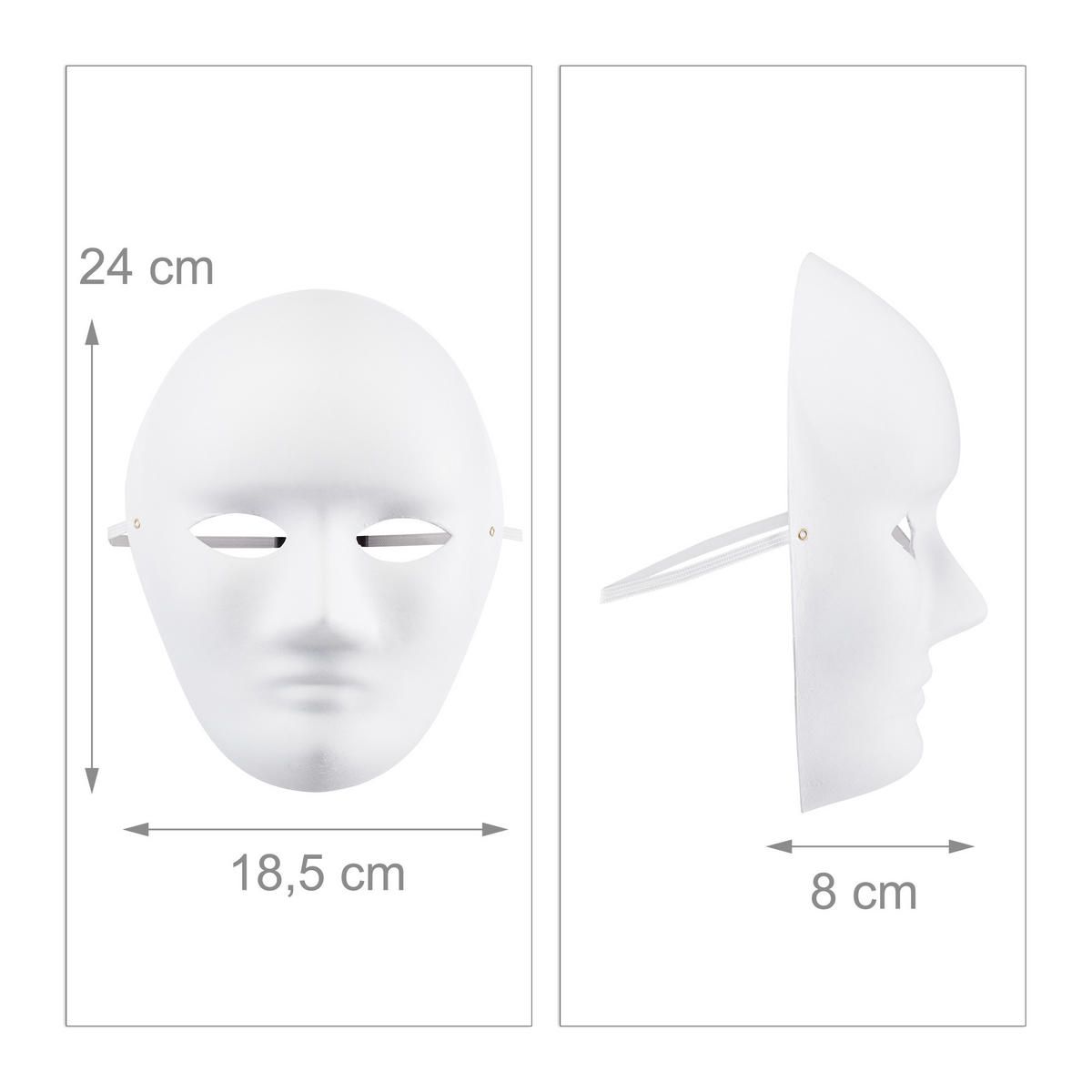 MASKE 20er-Set - Weiß, Wellpappe (18.5/24/8cm) - Relaxdays