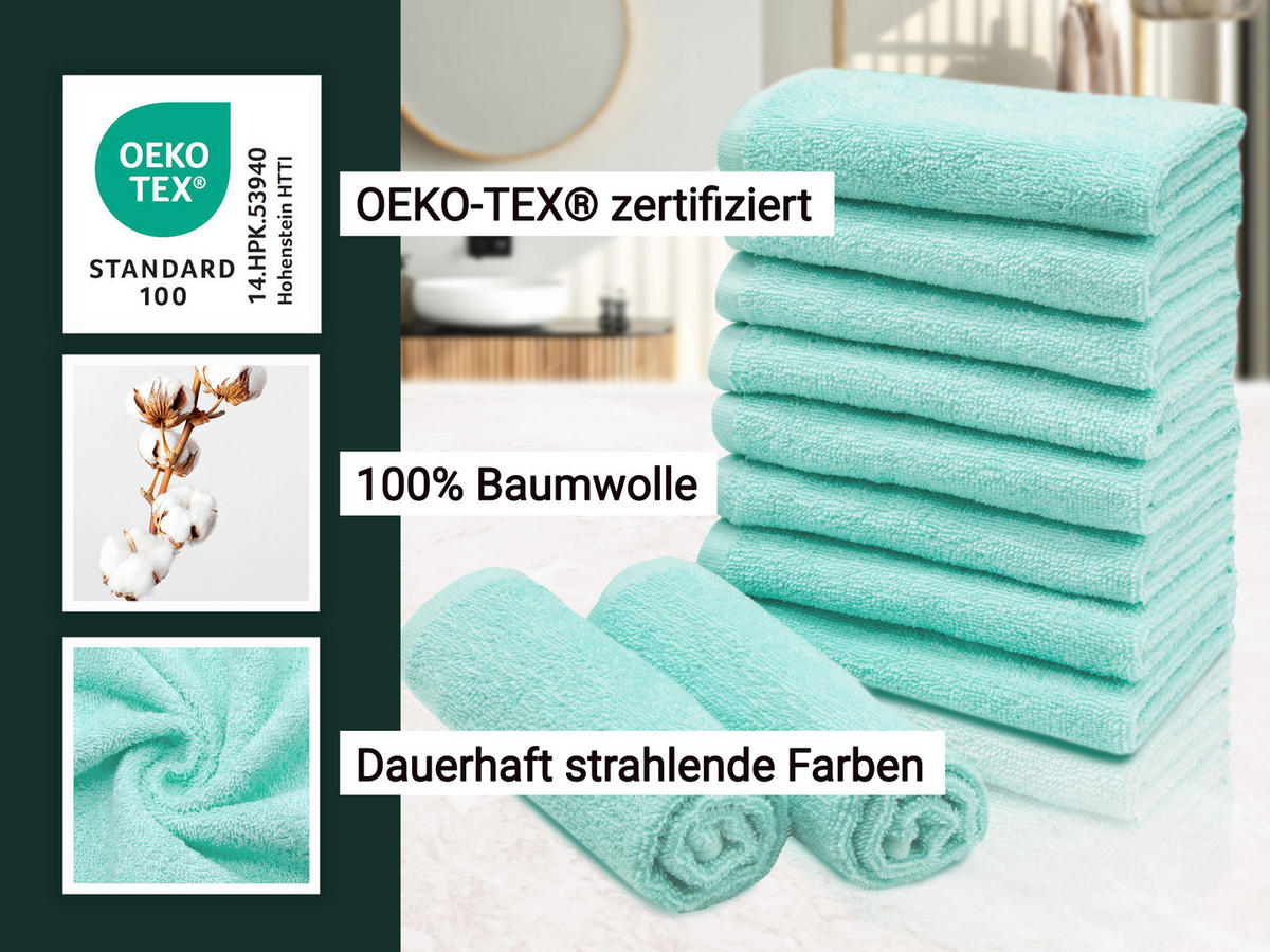 SEIFTÜCHER, 10er-Set, 30x30 cm, 100% Baumwolle, Grün - Grün, Textil (30/30cm) - Zollner