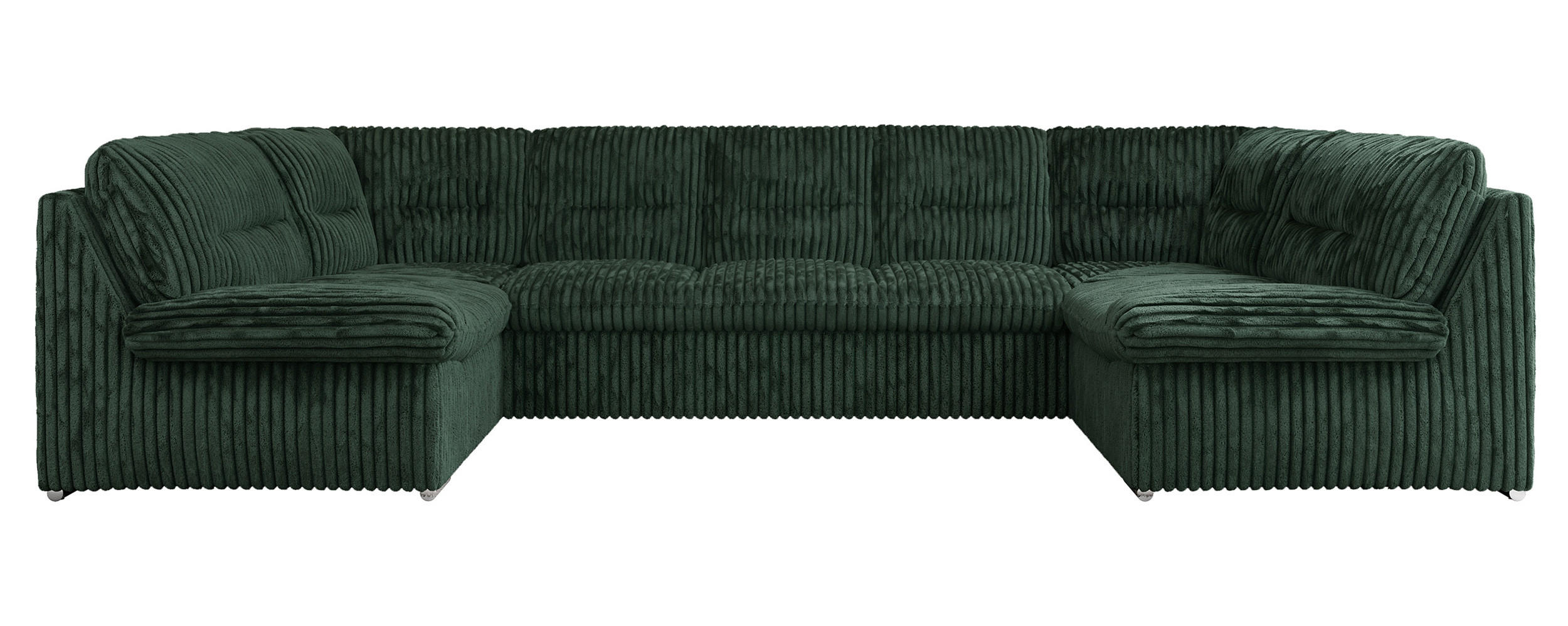 WOHNLANDSCHAFT COMODO U Grün Cord - Silberfarben/Grün, Textil/Metall (340/93/206cm) - MKS
